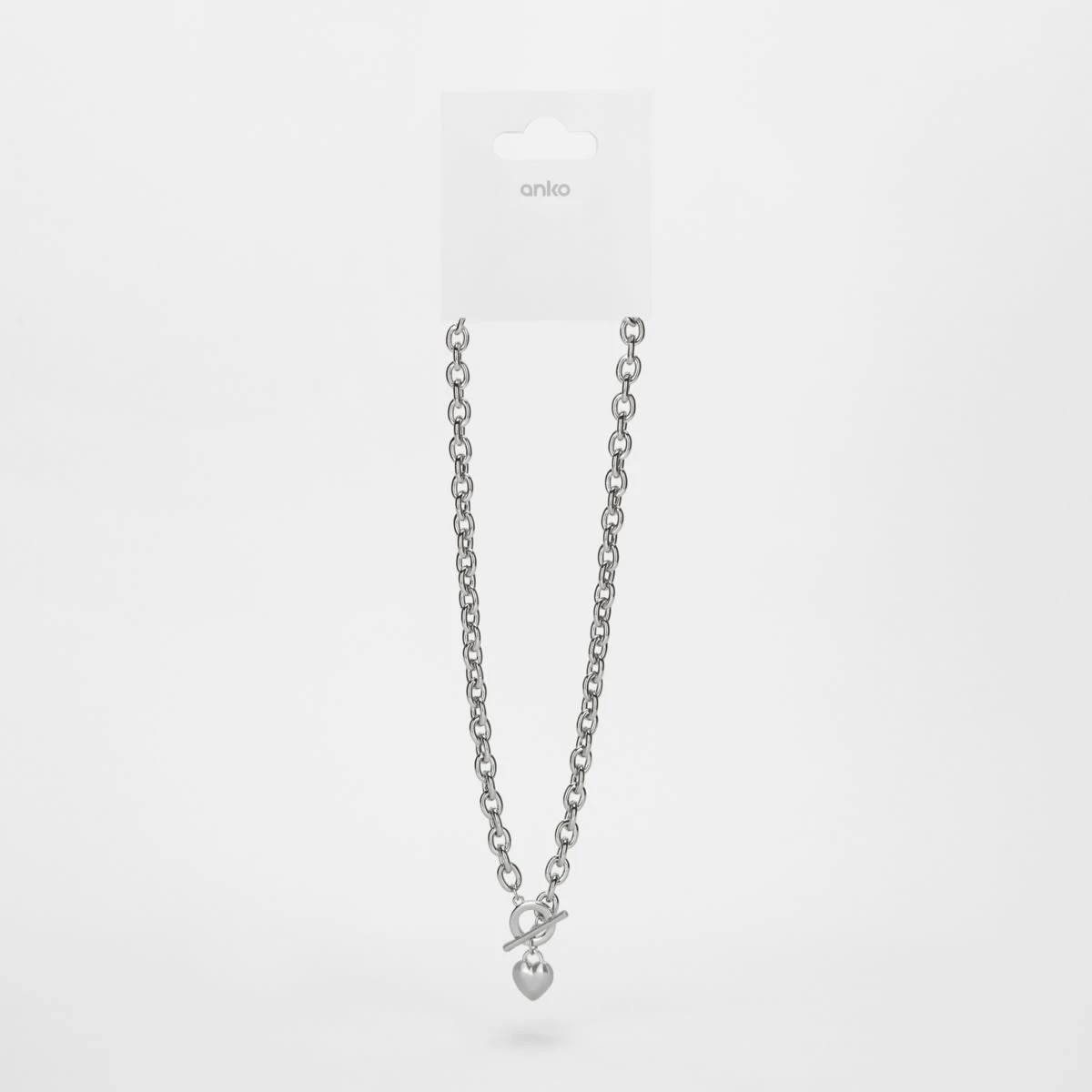 4 Heart Fob Chunky Chain Necklace - Silver Tone, 4 of 4