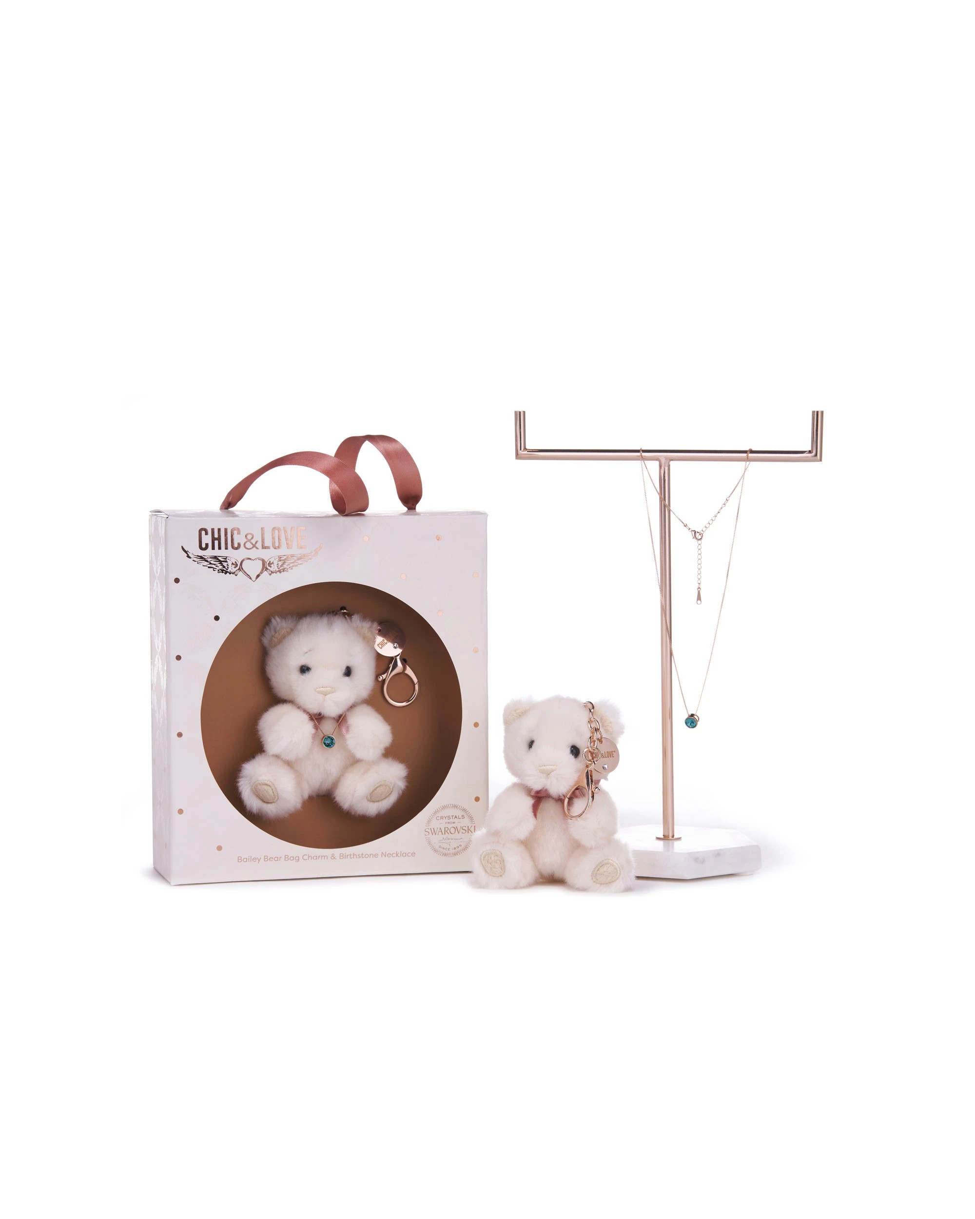 4 Chic & Love - Bailey Bear Bag Charm & Necklace March - Gift Set - White, 4 of 4