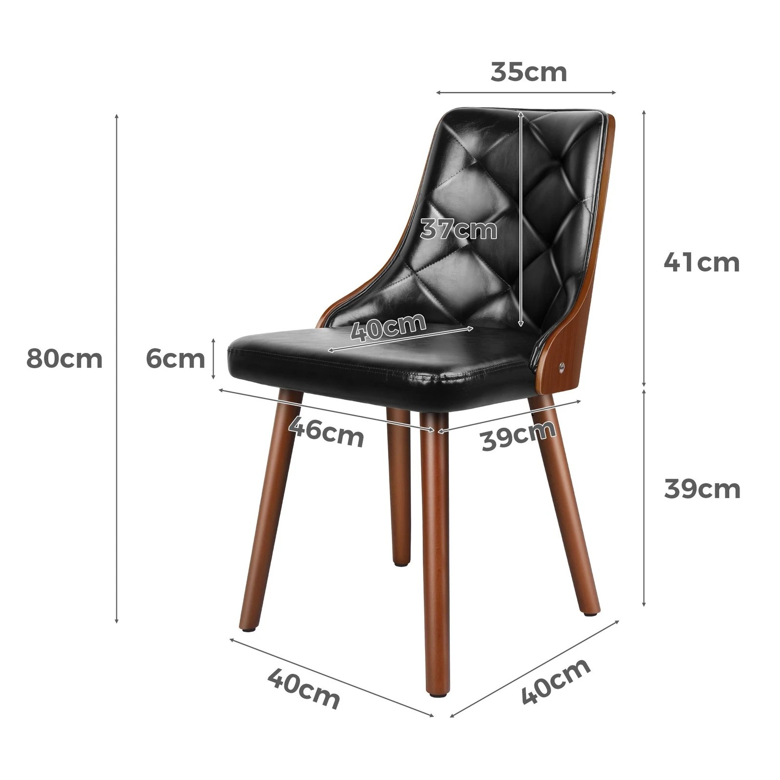 10 Alfordson 2x Dining Chairs Kitchen Lounge Padded Tufted Glossy PU Leather - Black, 10 of 10