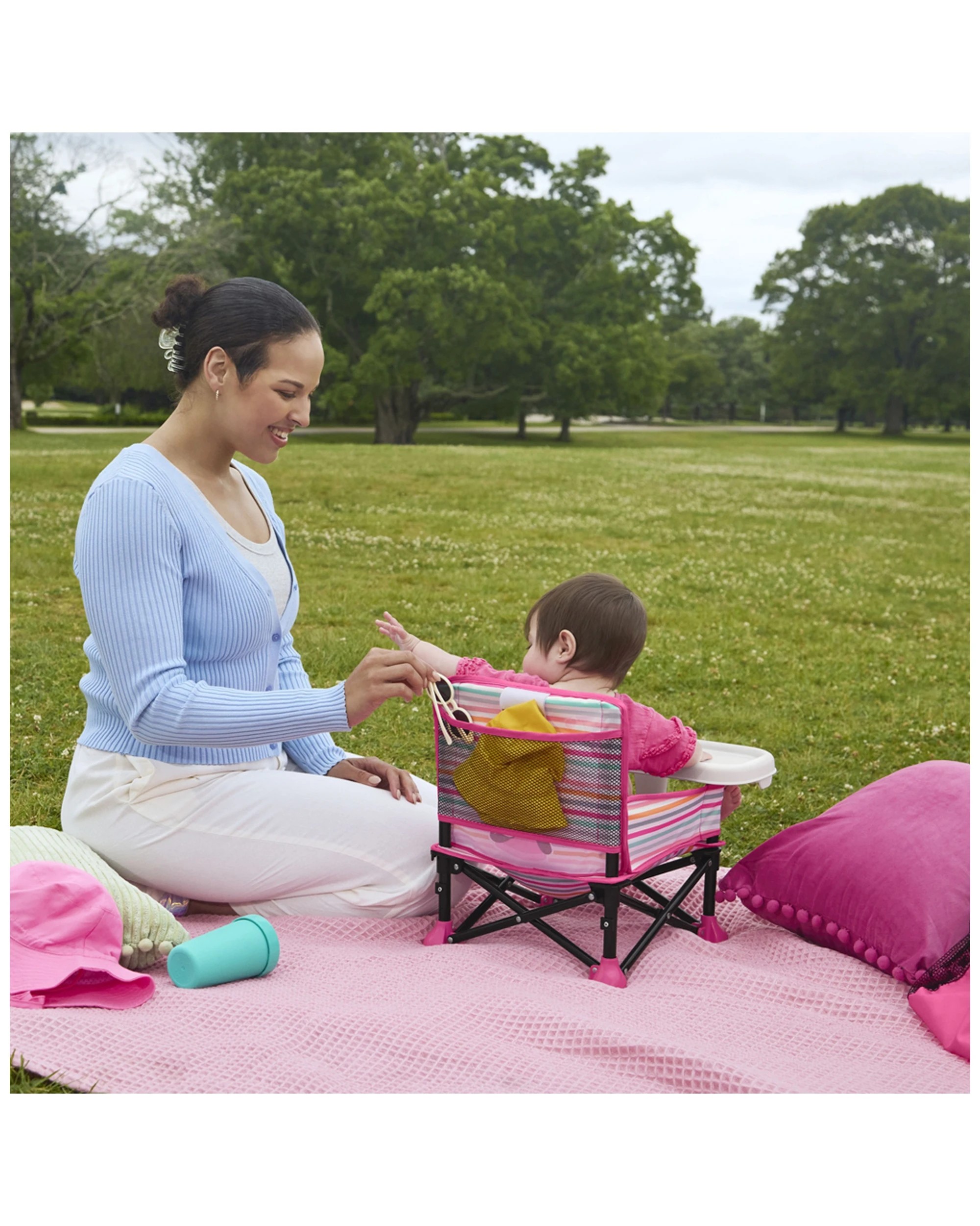 3 Bright Starts Minnie Mouse Pop ‚äòn Sit Baby Portable Booster Seat 6m+ - Multi, 3 of 4