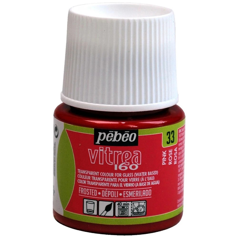 1 Pebeo Vitrea 160 Frosted Glass Paint 45mL Pink, 1 of 1