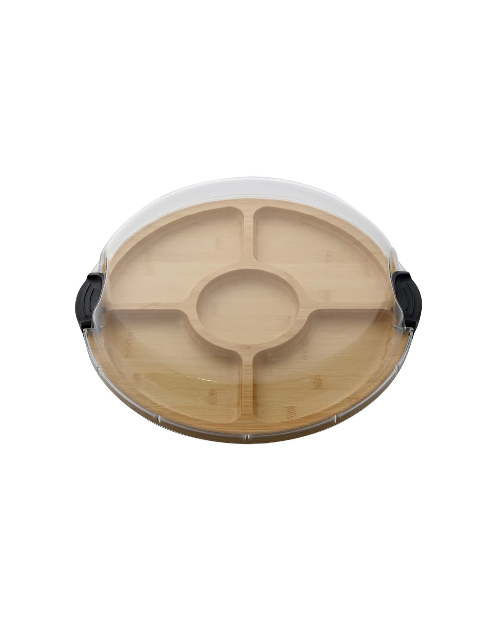 2 Farberware 2PK Build-a-Board Bamboo Round Divided Board With Lid Durable - Brown, 2 of 6