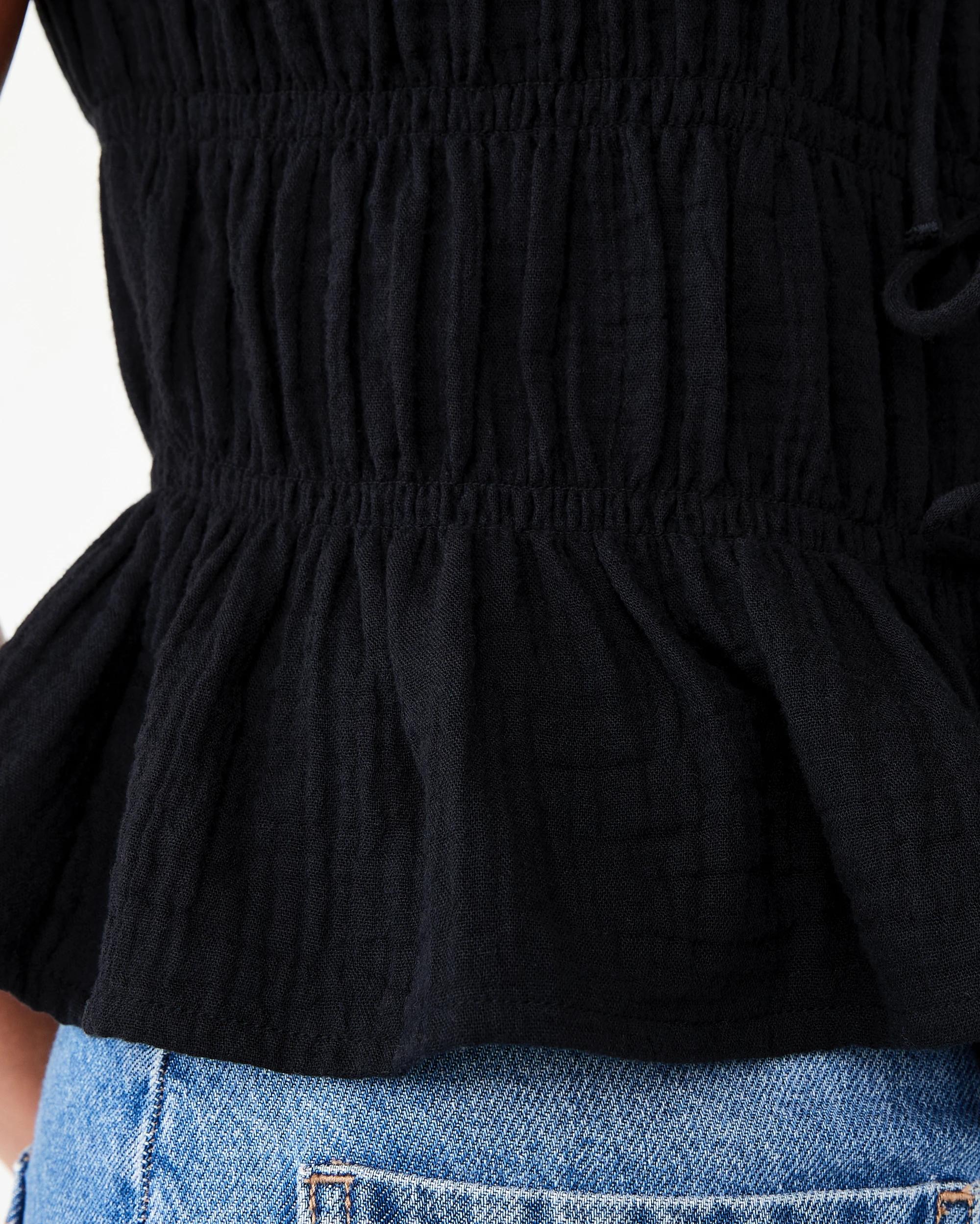 7 Sleeveless Multi Tie Front Top Black, 7 of 7