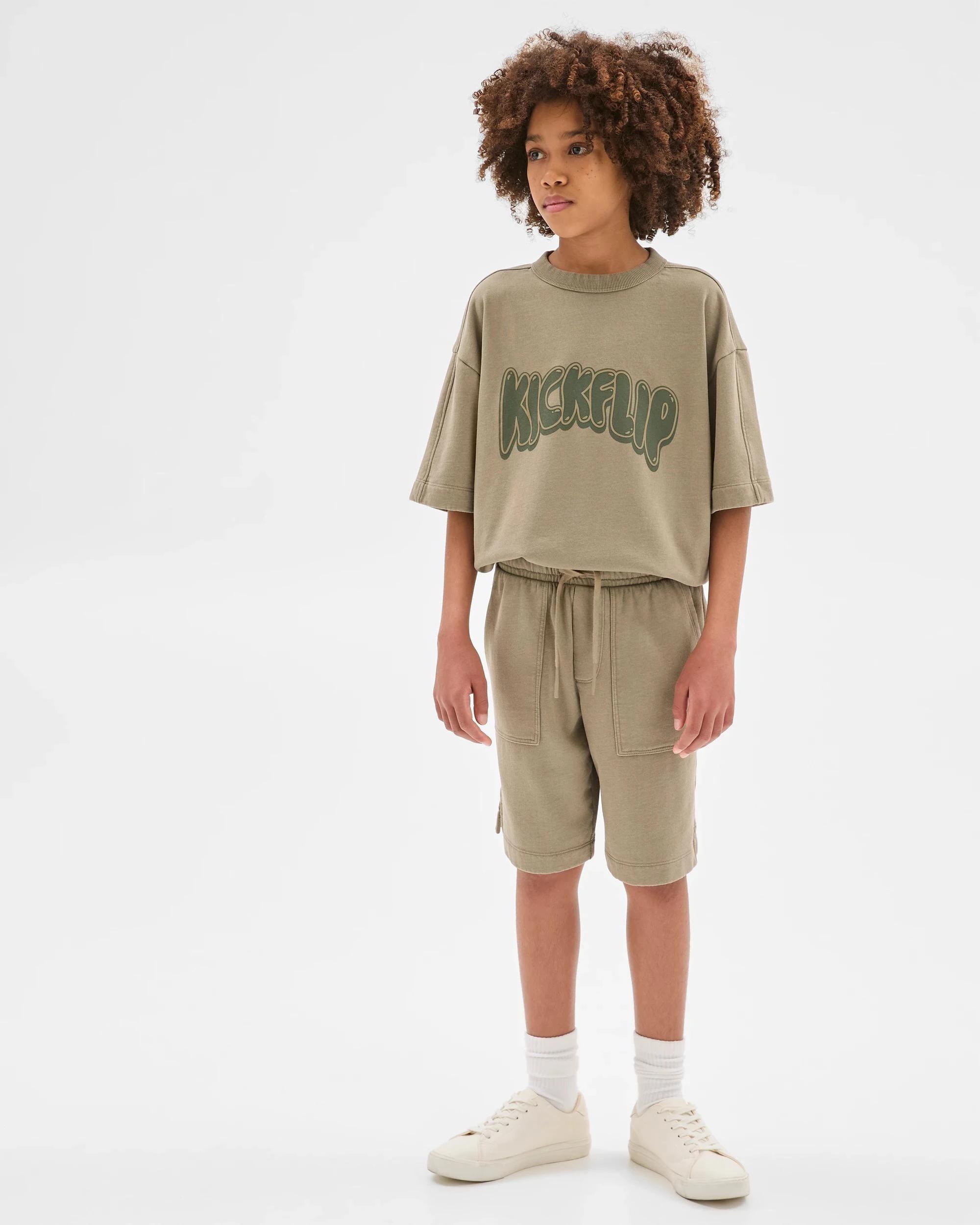 2 Target Kids Australian Cotton Blend Washed Fleece Knit Shorts GREEN, 2 of 7