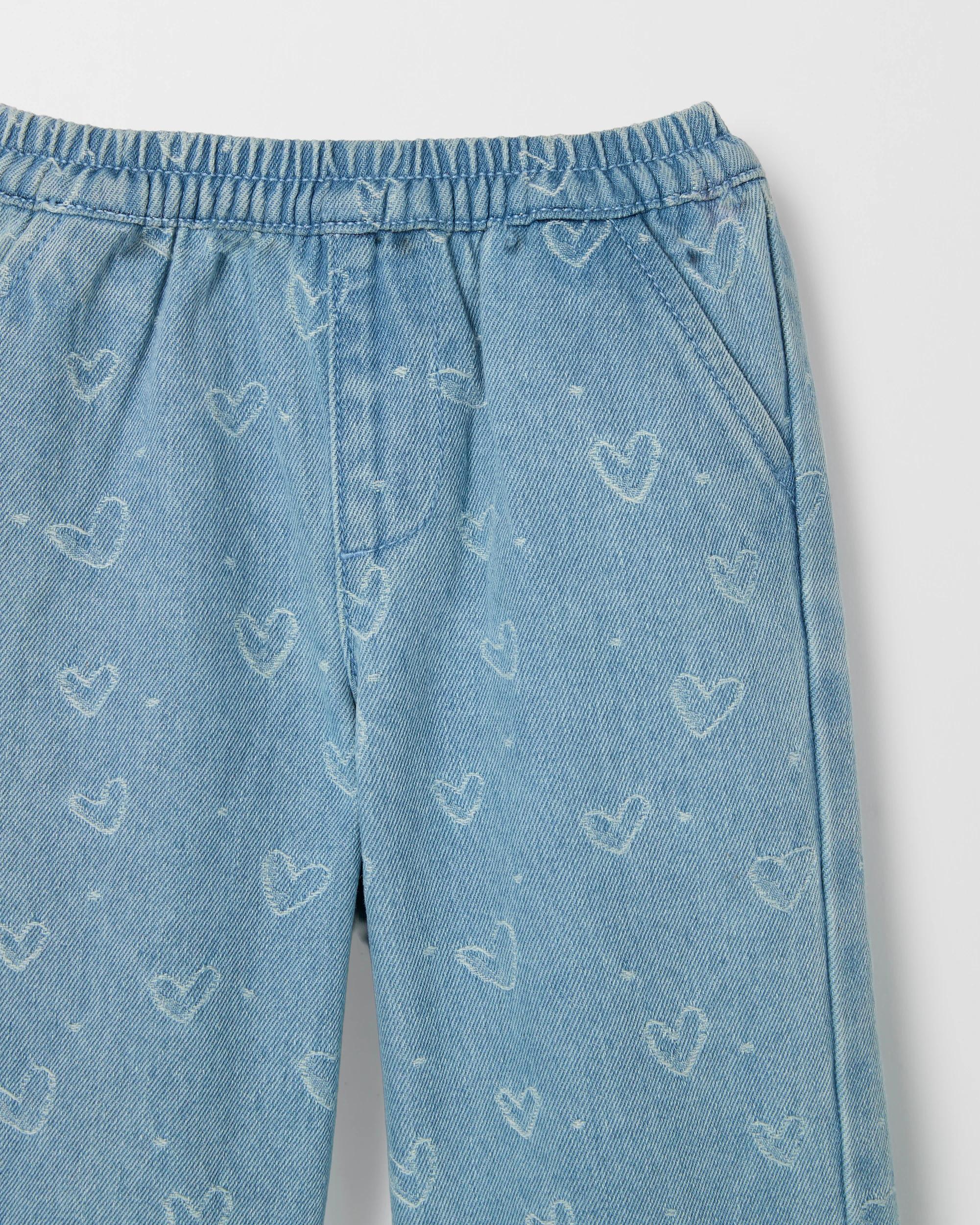 2 Target Baby Wide Leg Heart Embroidered Denim Pants DENIM HEART, 2 of 2