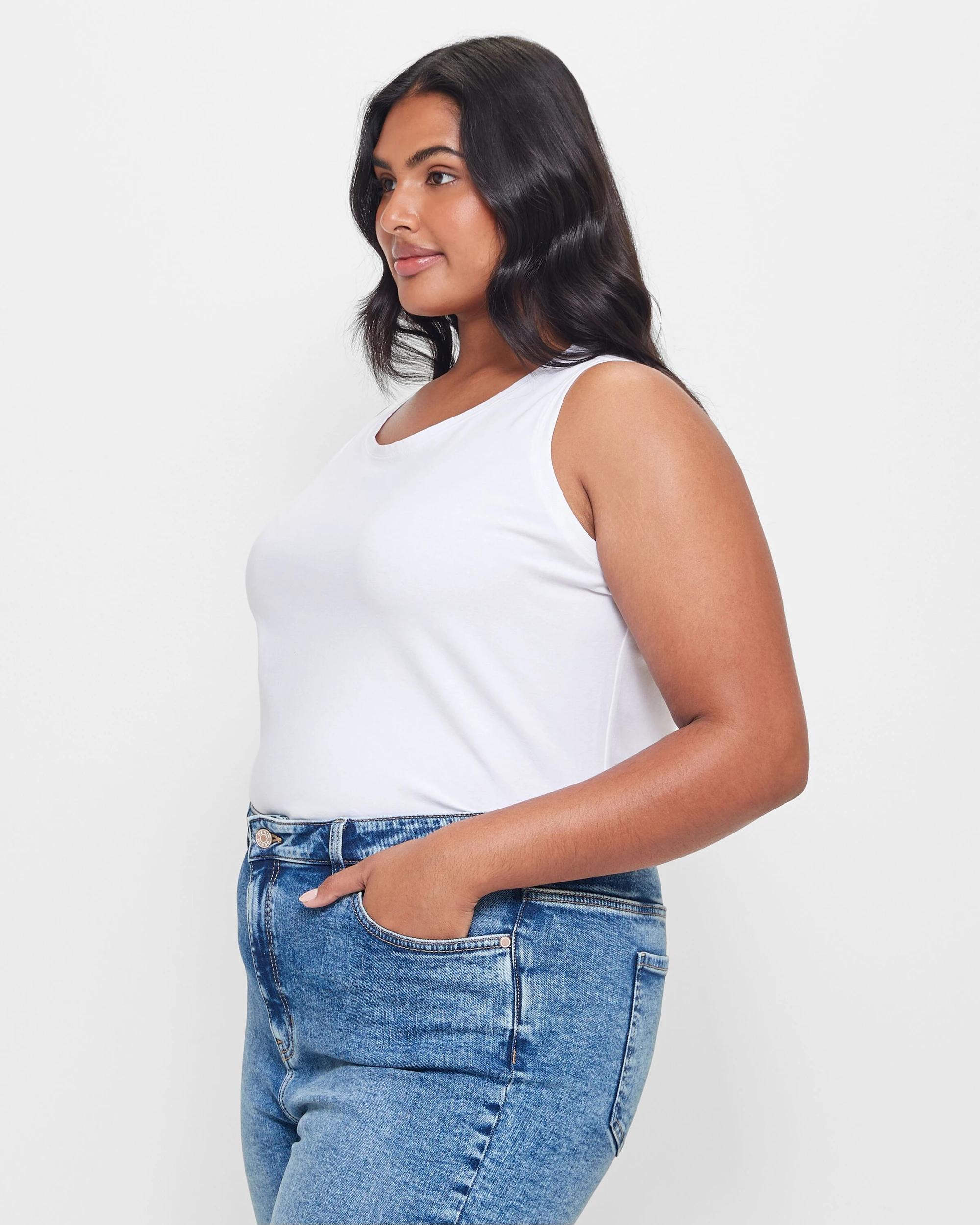 8 Target Curve Plus Size Australian Cotton Blend Sleeveless Tank WHITE, 8 of 10