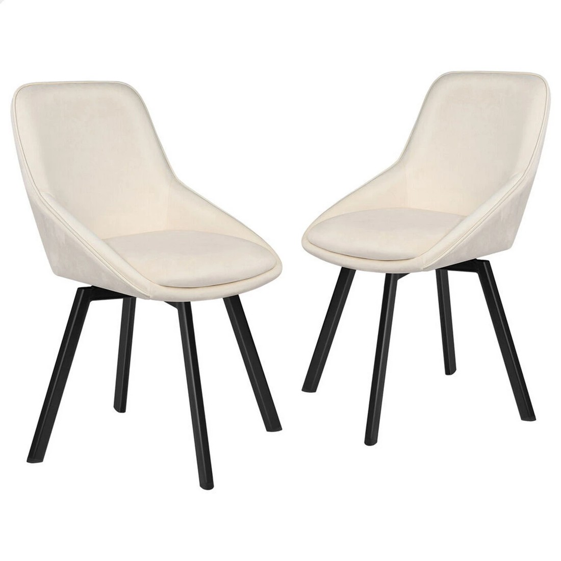 1 Alfordson 2x Dining Chairs Accent Kitchen Swivel Lounge Padded Seat Velvet - Beige, 1 of 10