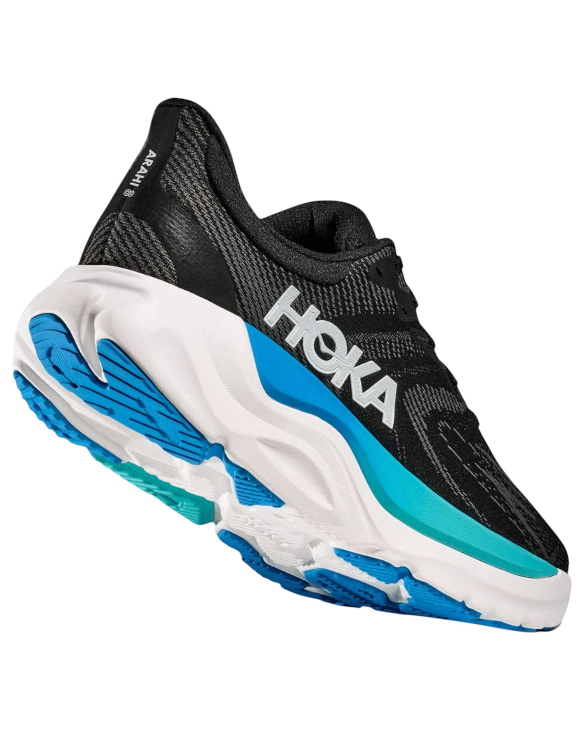 3 Hoka Mens Arahi 8 Athletic Running Shoes BLACK/SKYWARD BLUE, 3 of 8