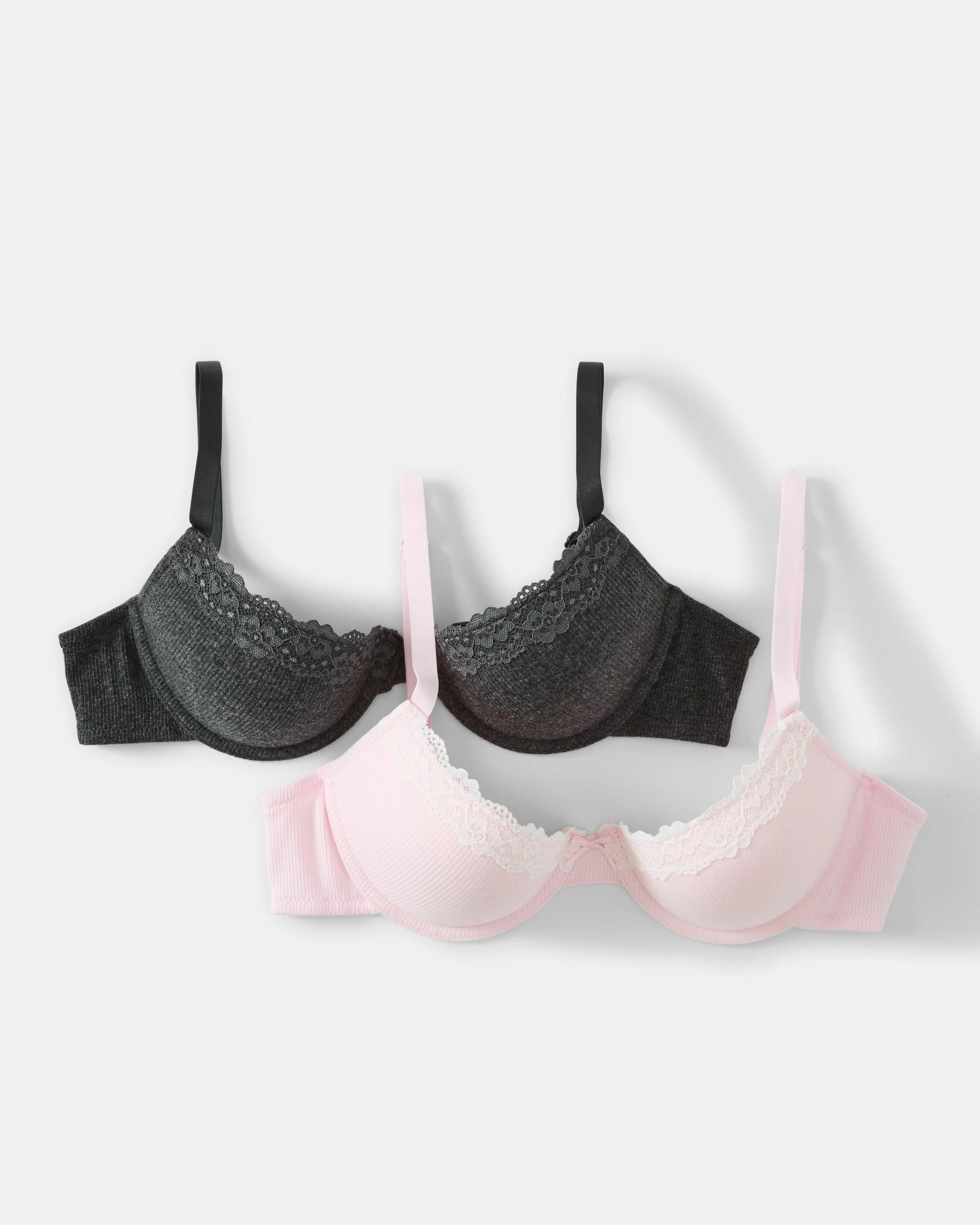 1 2 Pack Push-up Rib Lace Bra Ba Mb Mrl