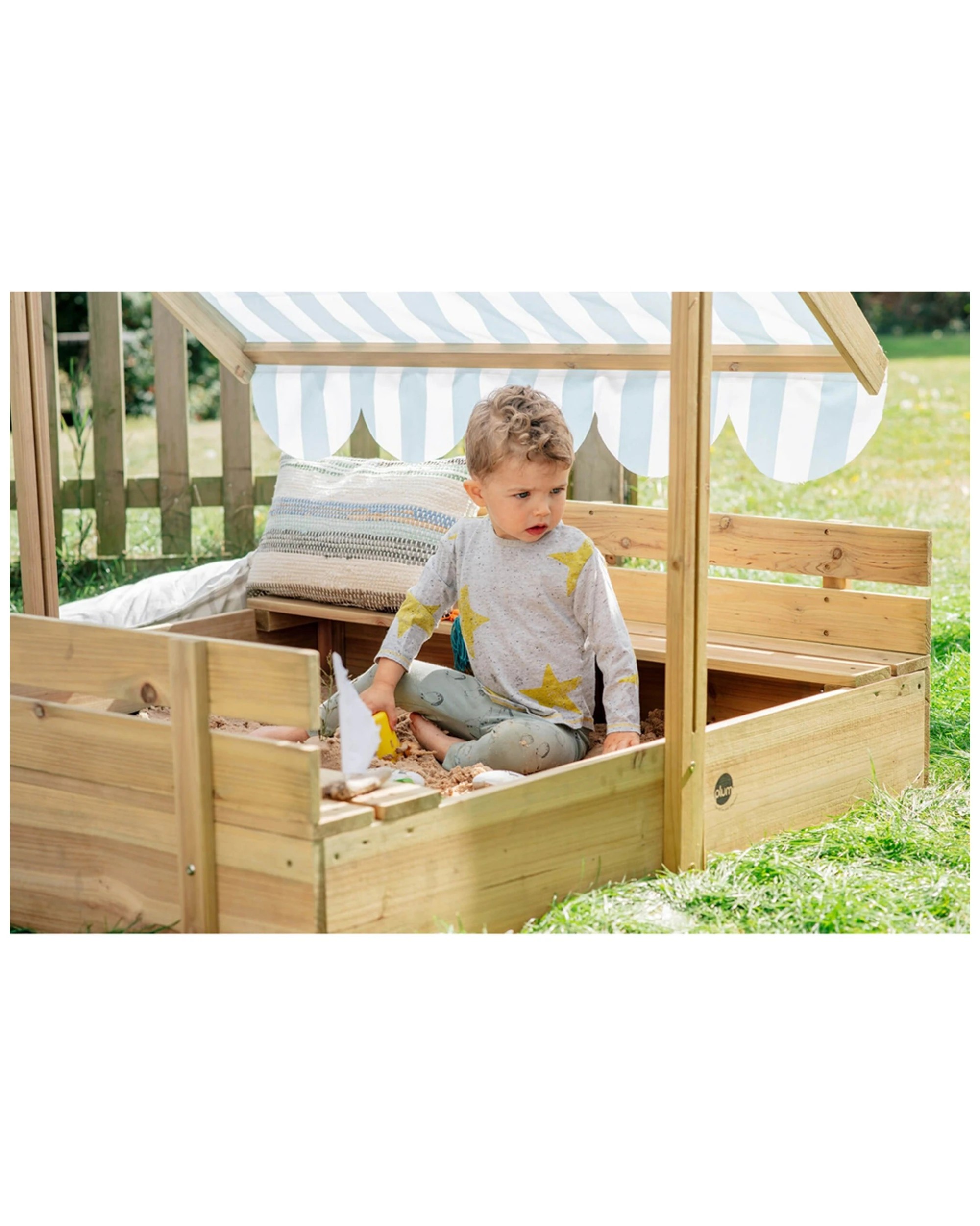 3 Plum Play Au Sandpit With Canopy Wooden Sandbox Playset Large With Benches
 - Multi, 3 of 5