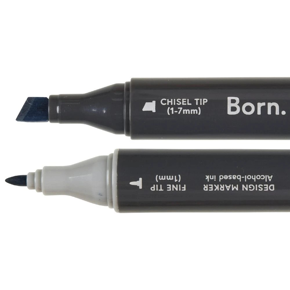 2 Born Professional Dual-Tip Artist Marker Blue Grey MG069, 2 of 4