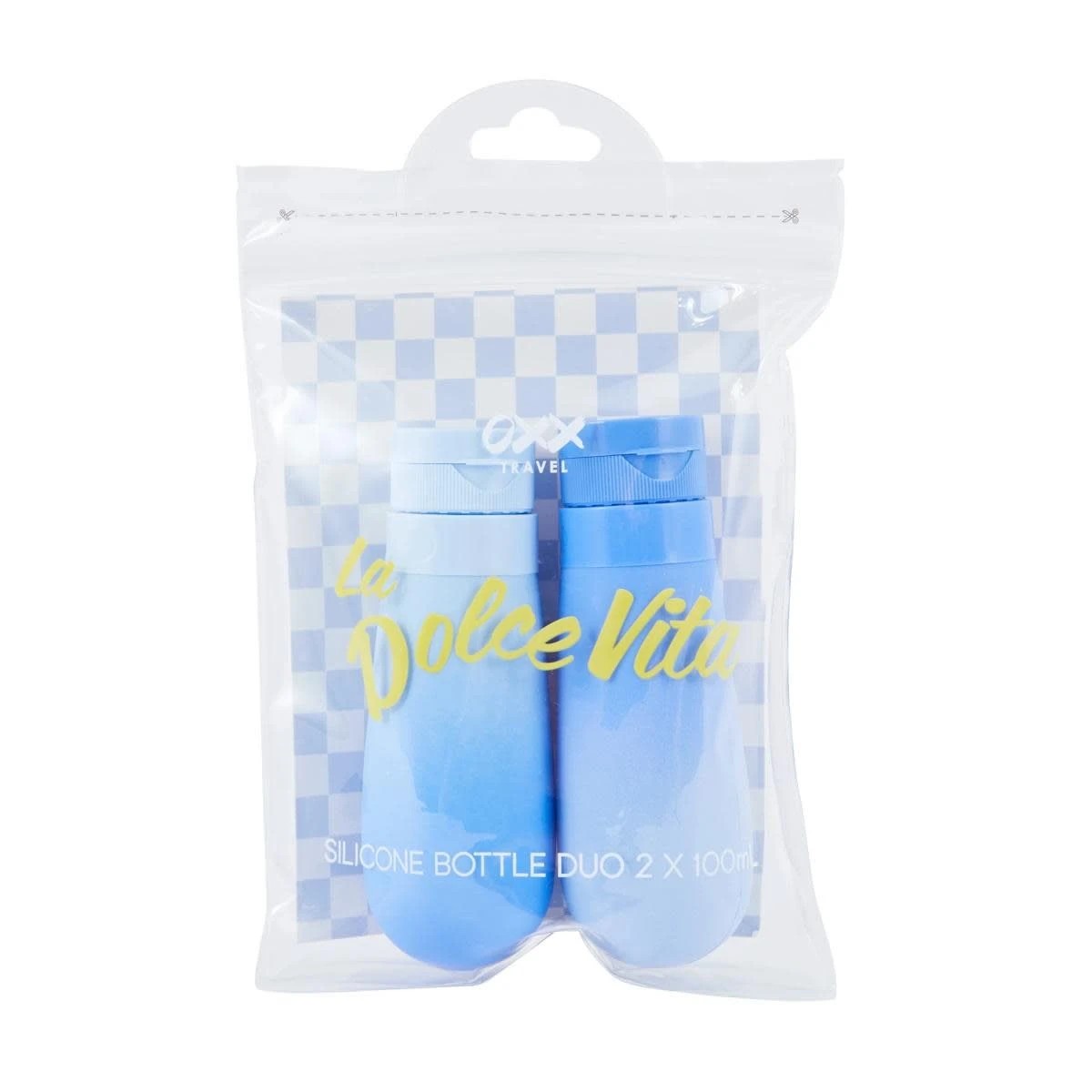 1 OXX Travel La Dolce Vita Silicone Bottle Duo - Blue, 1 of 4