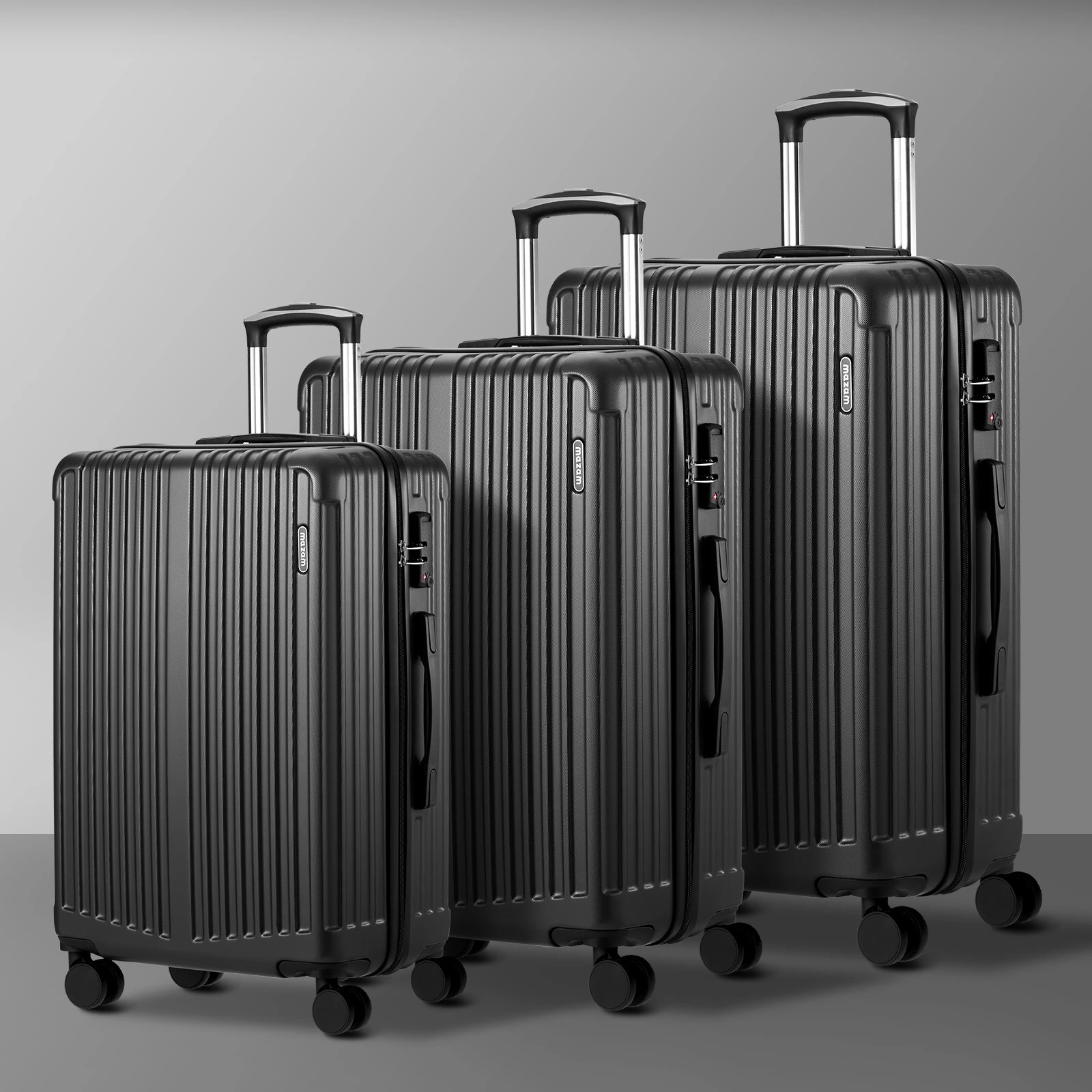 3 Mazam 3PCS Luggage Suitcase Trolley Set TSA Lock Hard Case - Grey, 3 of 9