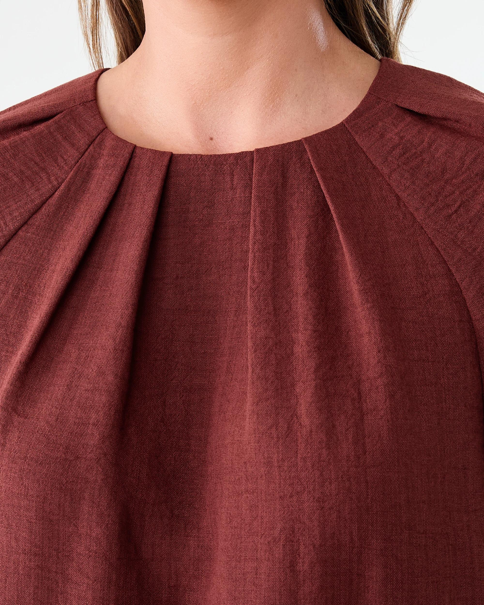 5 Short Sleeve Tuck Top Burnt Rust, 5 of 7