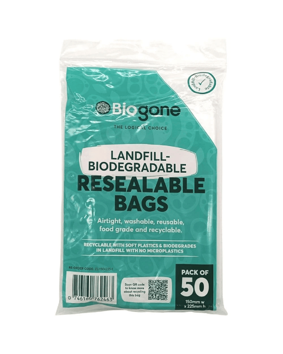 Bio-Gone Resealable Zip Lock Bag 150 x 225 mm 50 Pack