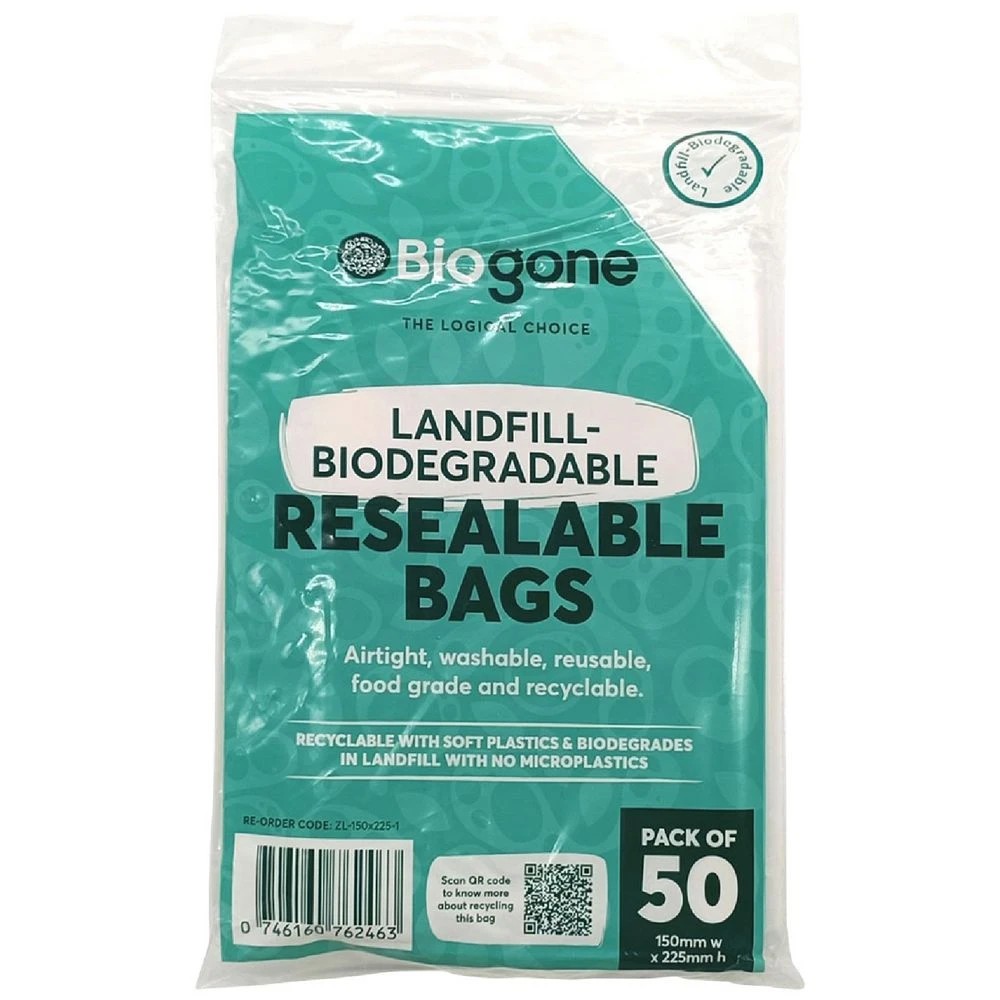 1 Bio-Gone Resealable Zip Lock Bag 150 x 225 mm 50 Pack, 1 of 1