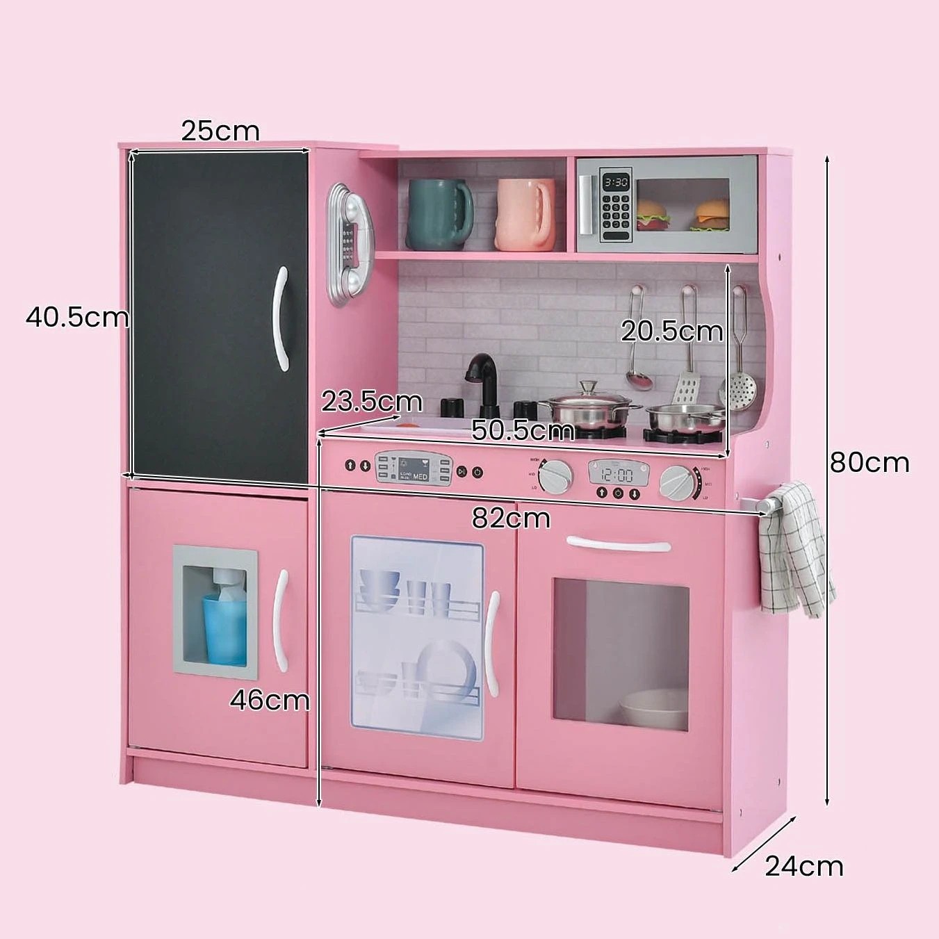 2 Costway Kitchen Playset Kids Pretend Cooking Toy Pink, 2 of 3