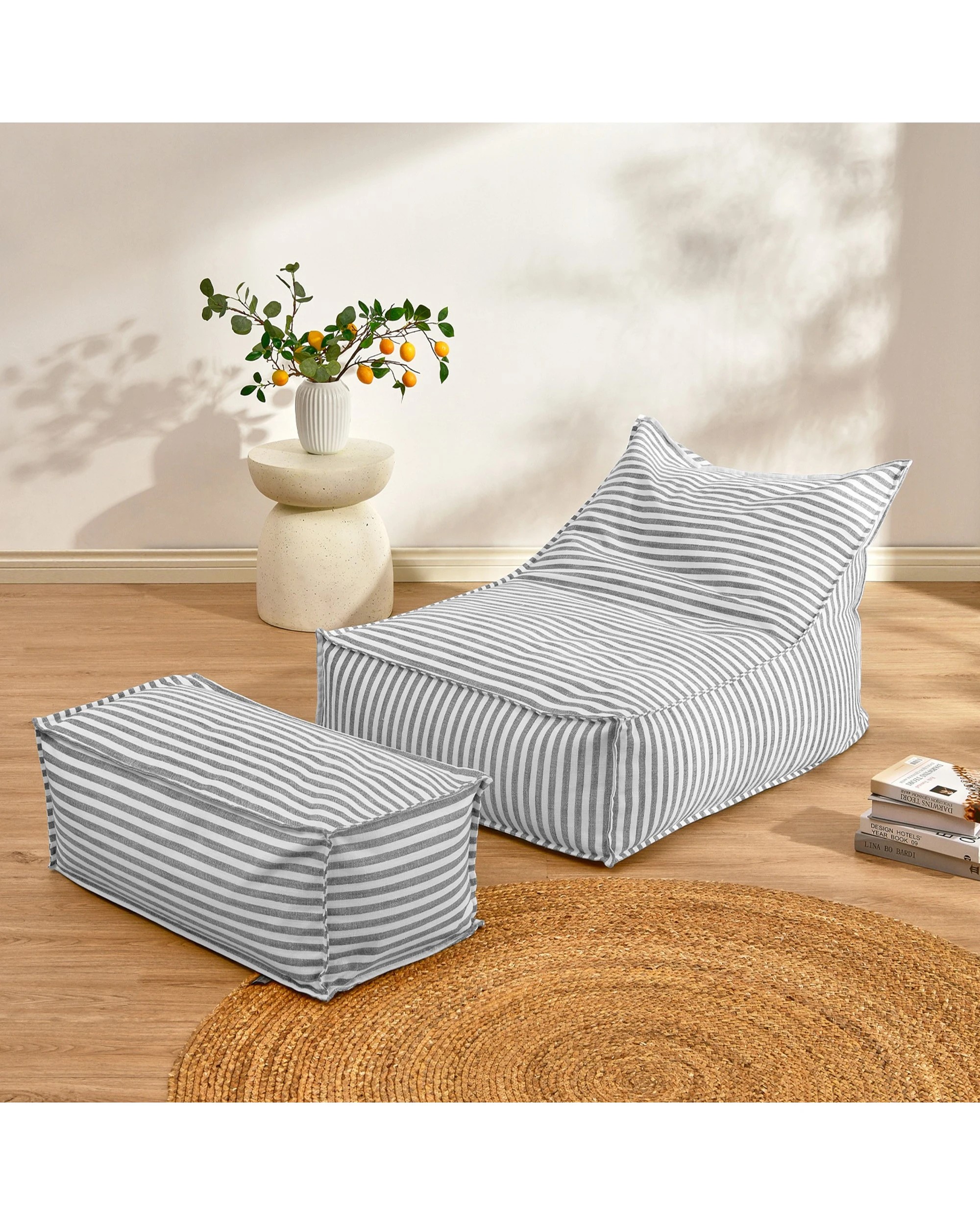 7 Cadence & Co. Oscar Faux Linen One Seater Bean Bag Lounge Cover - Dove Grey, 7 of 7