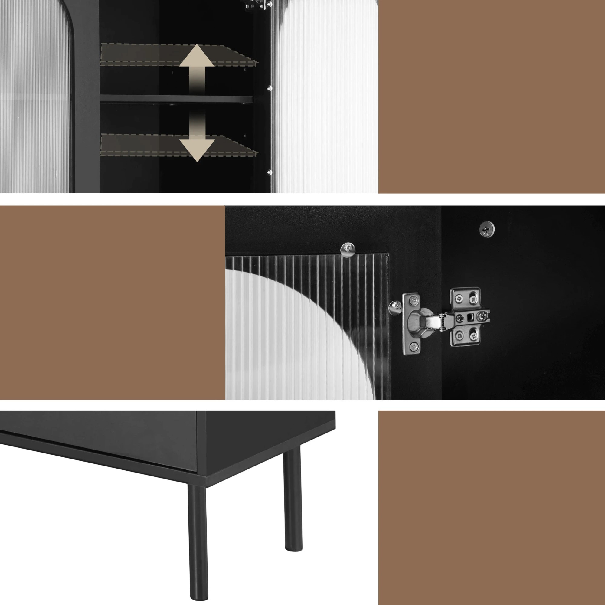 7 Artiss 2x Buffet Unit Cabinet Sideboard Pantry 180cm - Black, 7 of 8