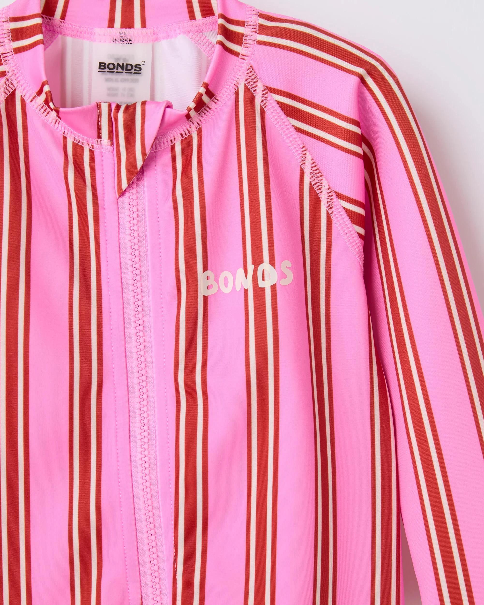 3 Bonds Baby Swim Zip Suit FUSHIA STRIPE, 3 of 3