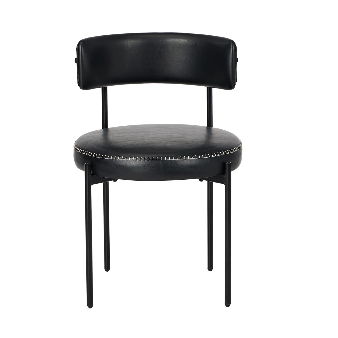 6 Oikiture 4x Dining Chair Round Kitchen Lounge Seats PU Leather - Black, 6 of 9