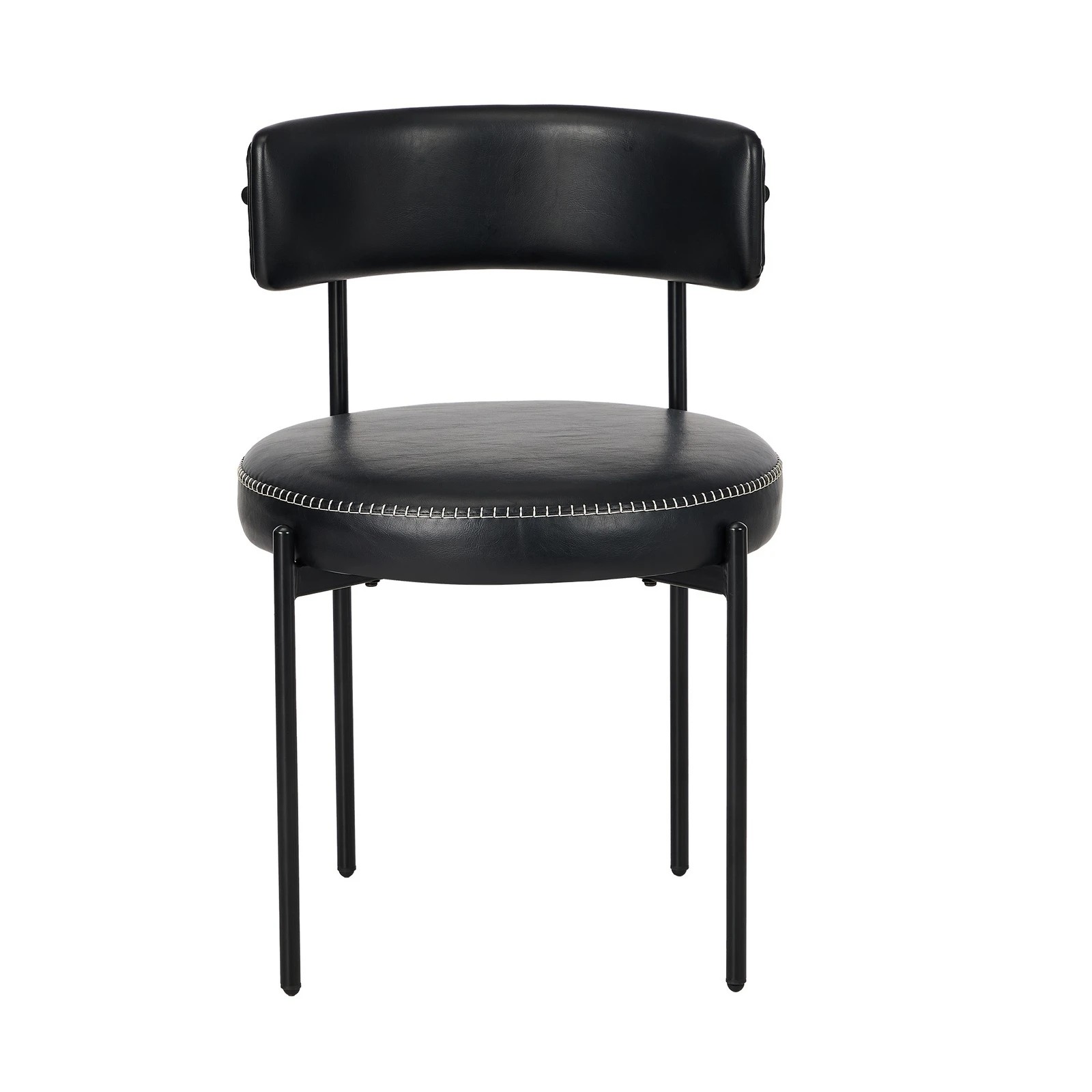6 Oikiture 4x Dining Chair Round Kitchen Lounge Seats PU Leather - Black, 6 of 9