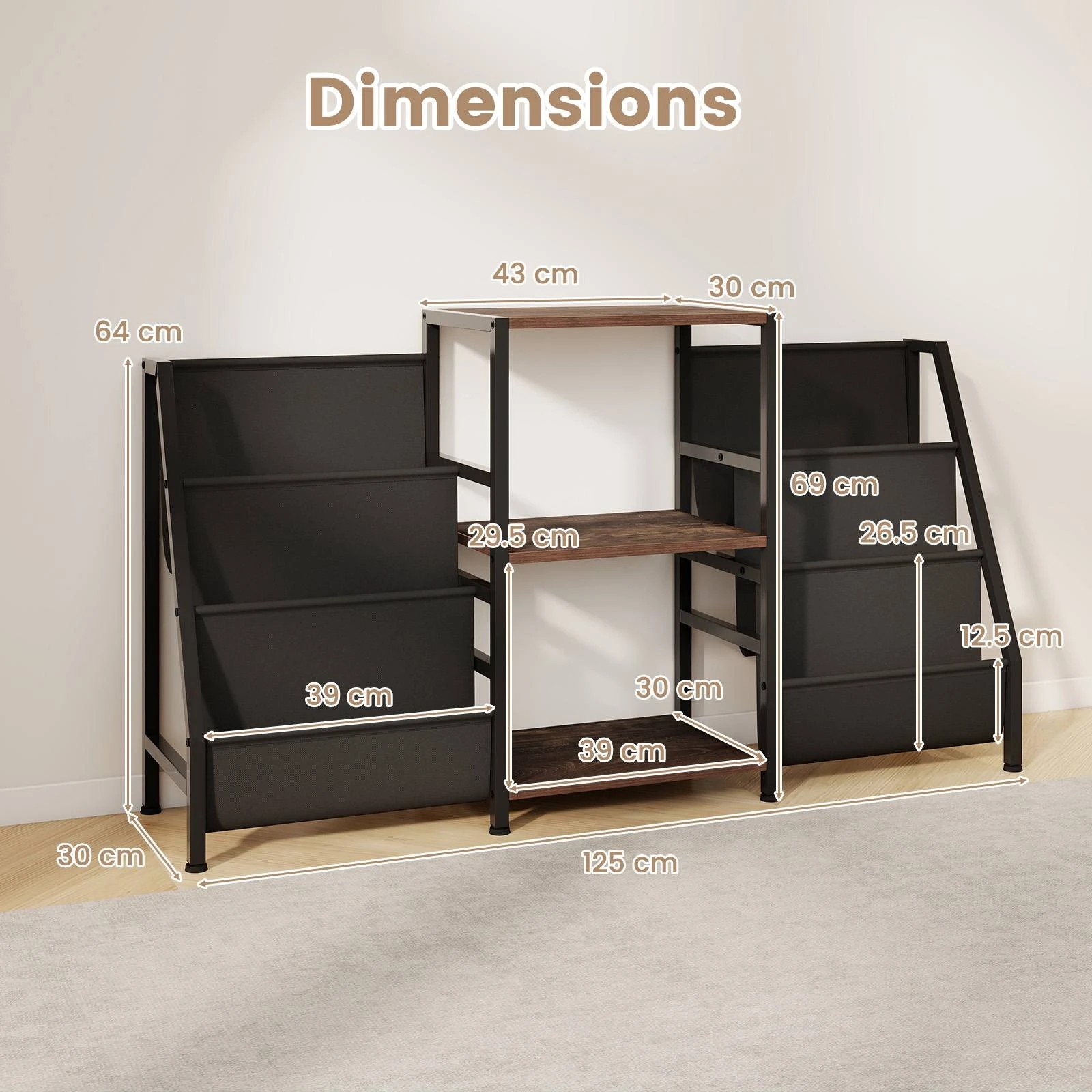 4 Costway Record Player Stand Turntable Stand for Vinyl Convertible Side Table, 4 of 8