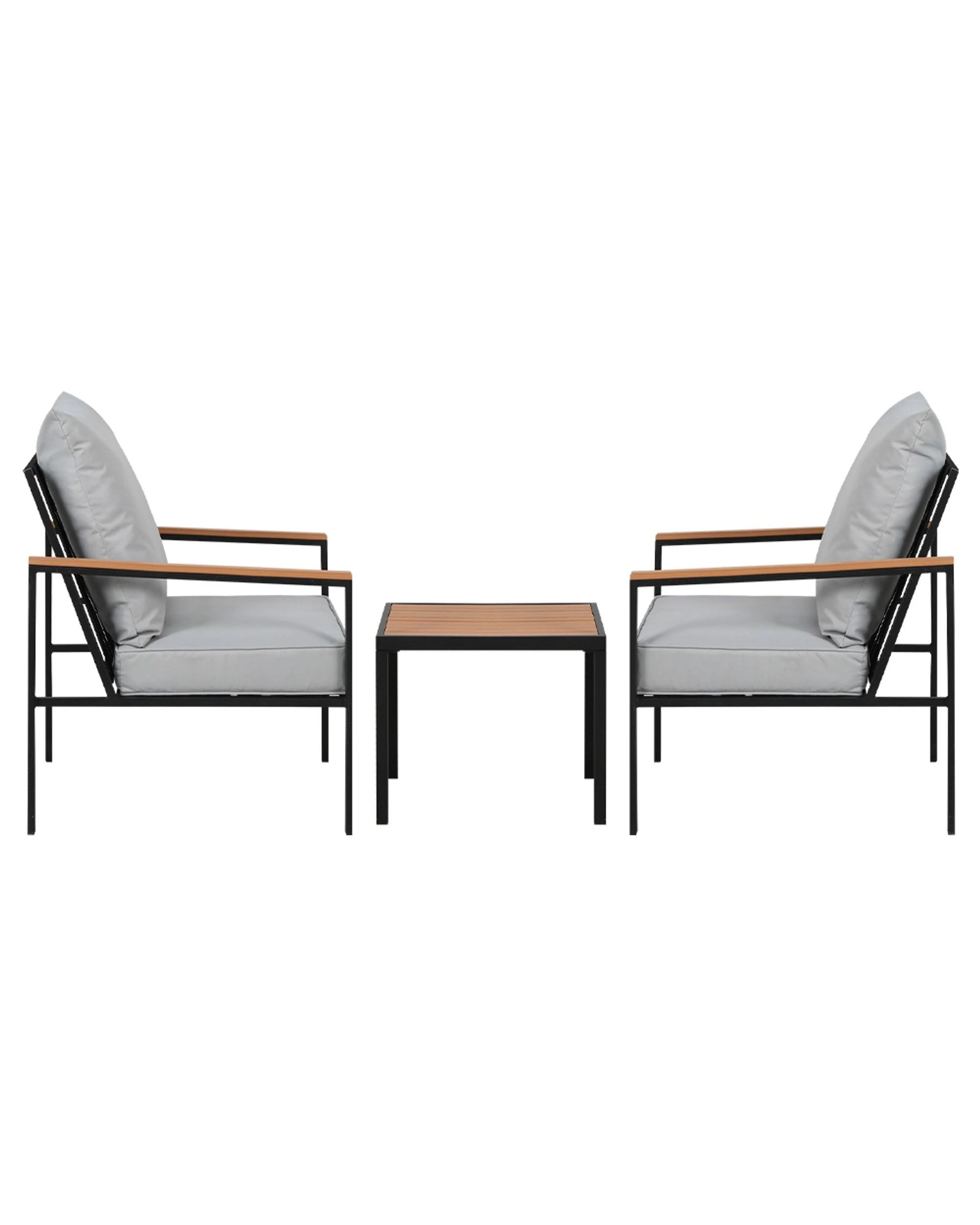 3 Gardeon 3PC Outdoor Furniture Bistro Set Lounge Setting Chairs Table Patio - Black, 3 of 6