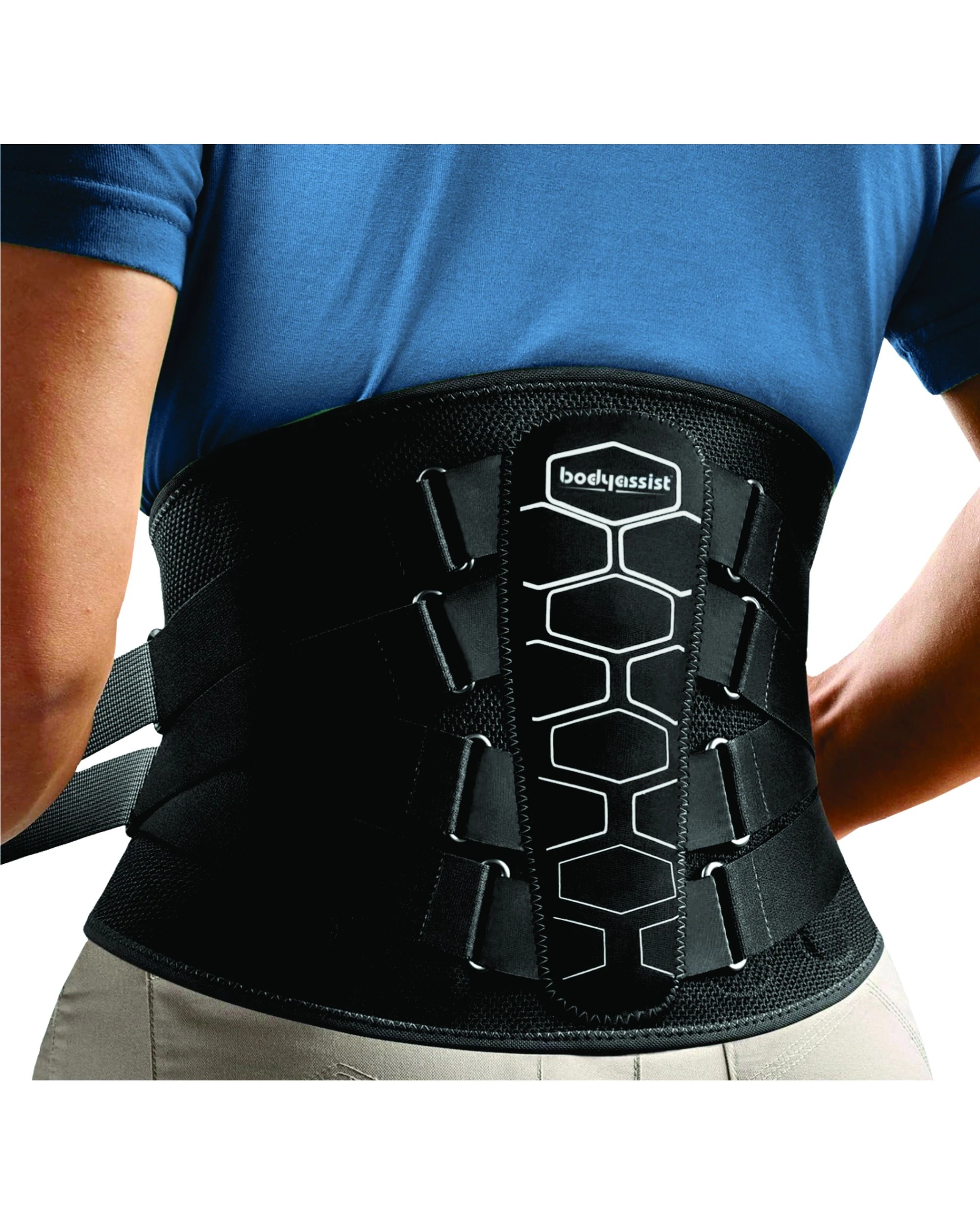 4 Bodyassist Contoured 3D Bionic Quad Strap Back Brace with Lumbar Stays Medium - Black, 4 of 9