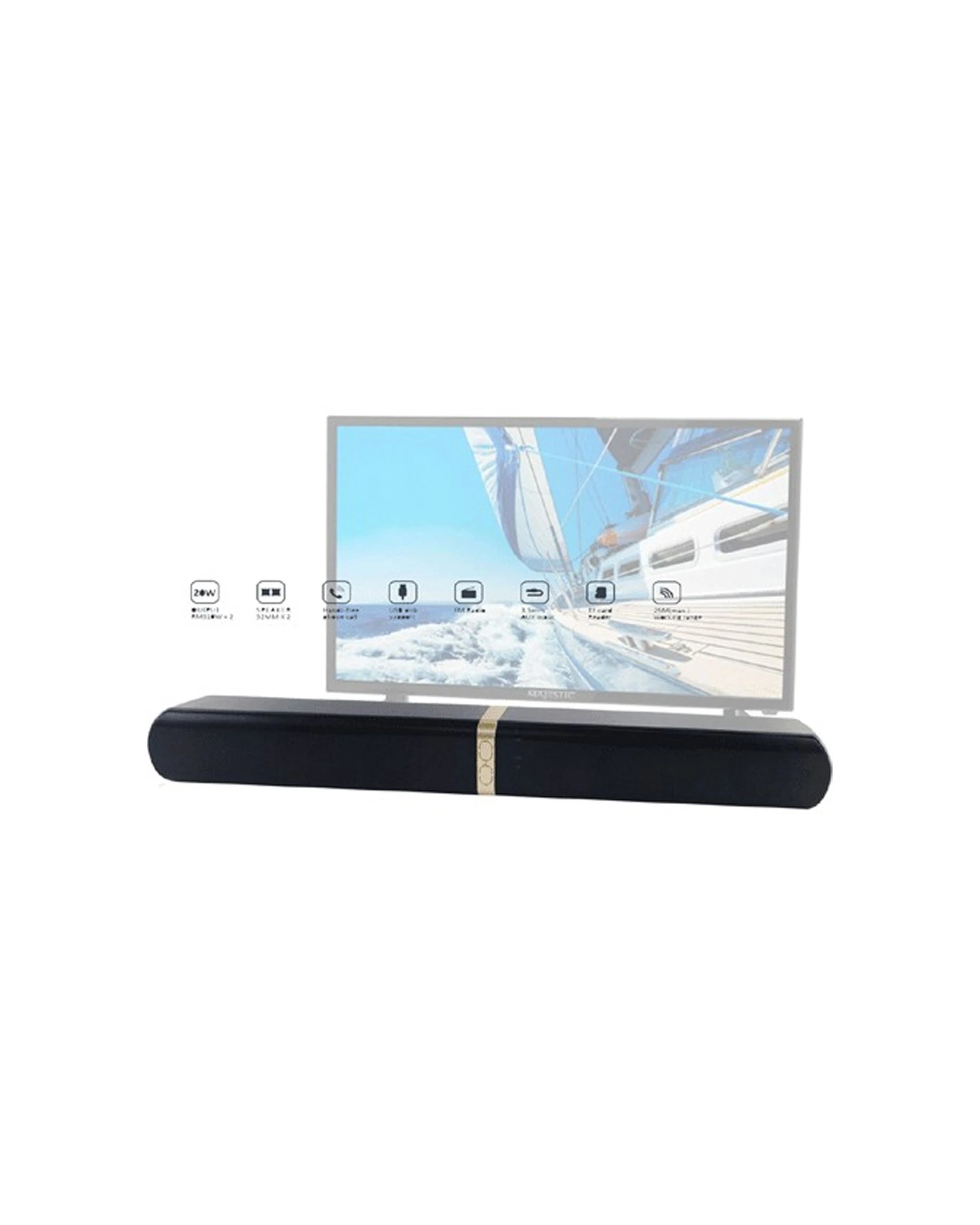3 Sansai Bluetooth 4.0 Soundbar Wireless Home TV Sound Speaker FM Radio - Gold, 3 of 3