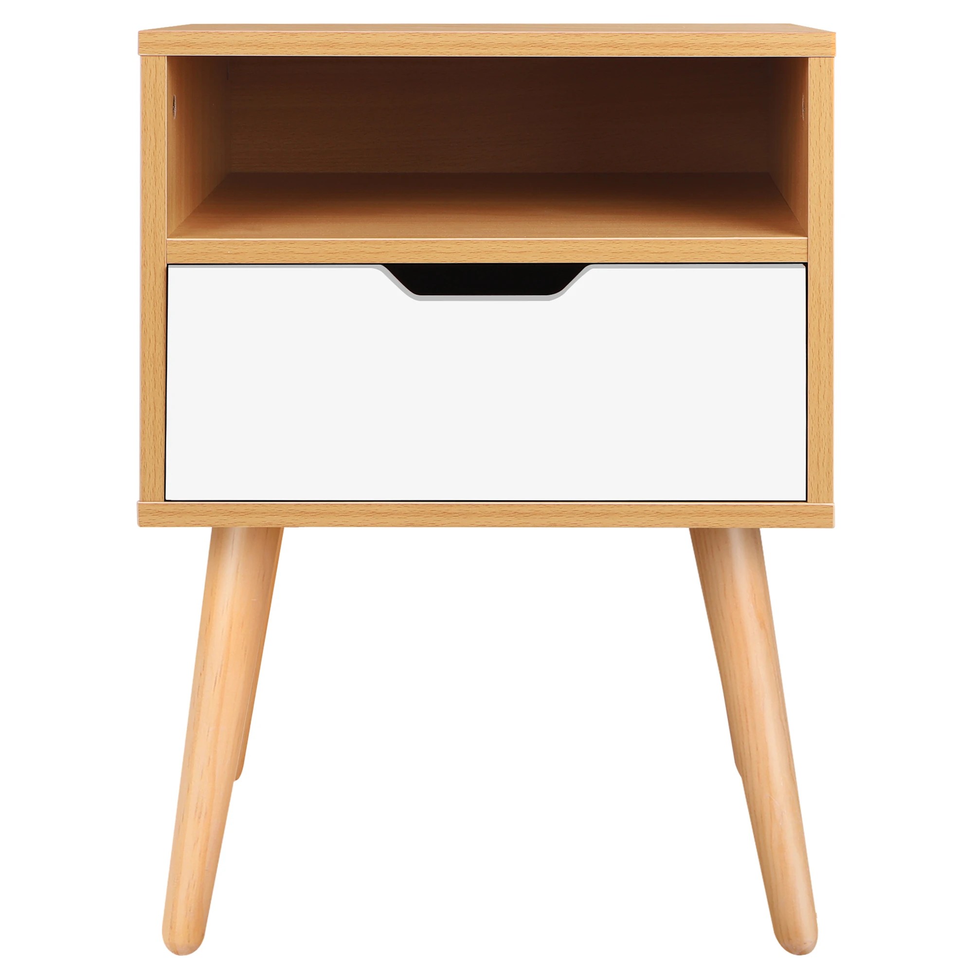 2 Alfordson Bedside Table Nightstand Side Storage Cabinet Scandinavian - Wood White, 2 of 9