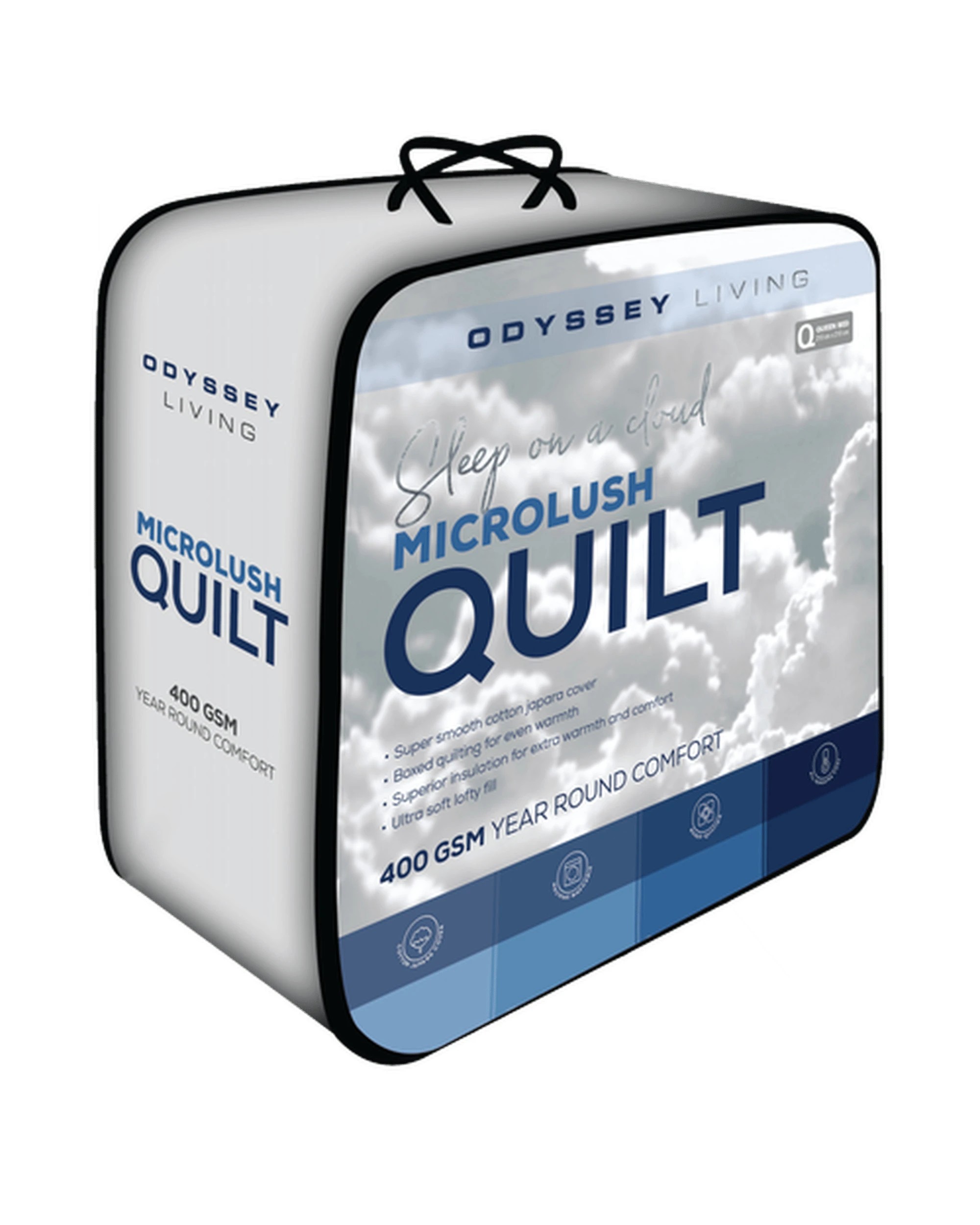 1 Odyysey Living Microlush Quilt 400Gsm - Single Bed - White, 1 of 3