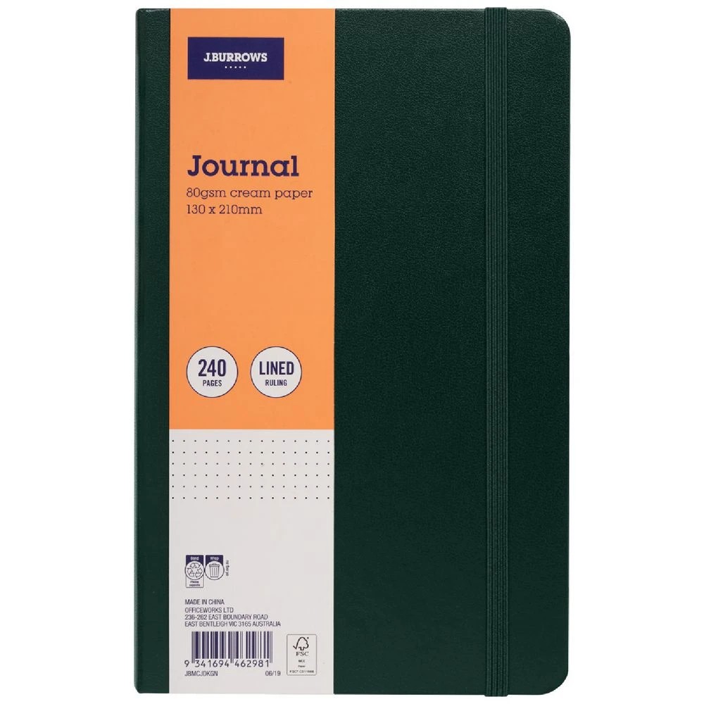 1 J.Burrows Medium Journal Ruled 240 Page Dark Green, 1 of 4
