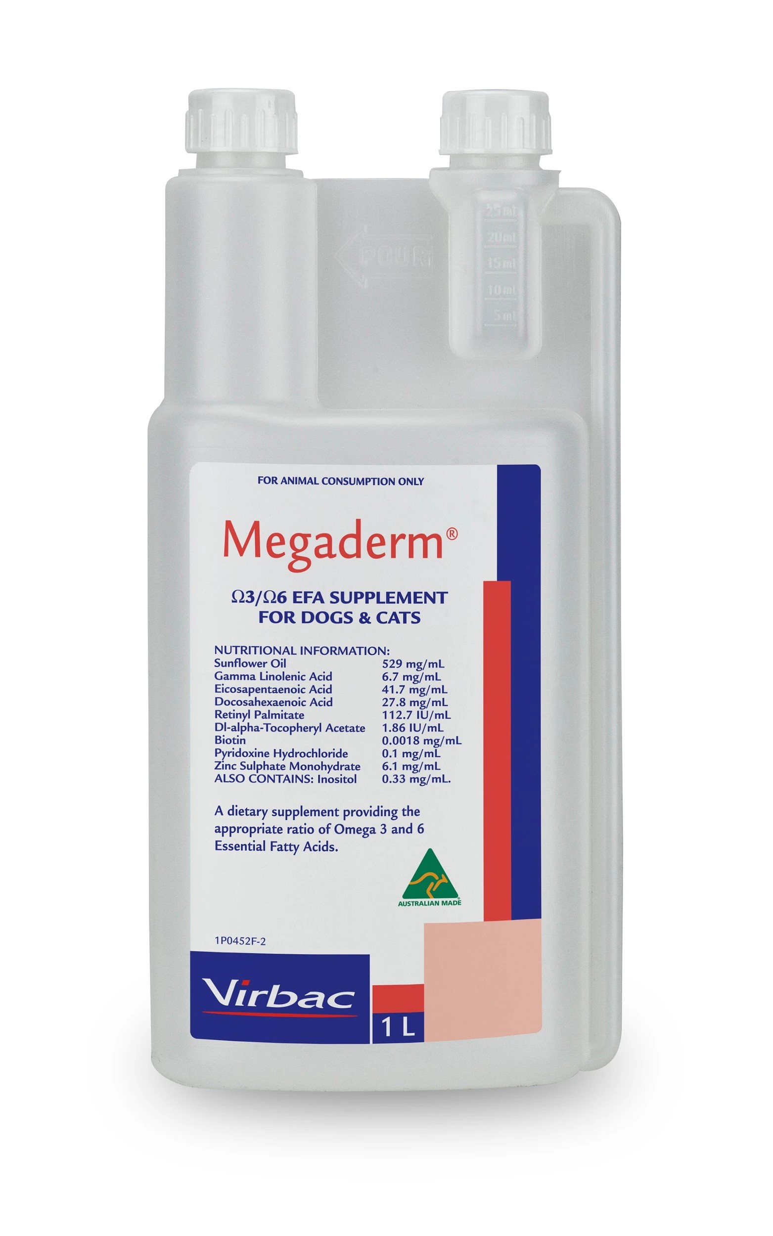 1 Virbac Megaderm Omega 3 And 6 Supplement For Dogs And Cats - 1l, 1 of 1