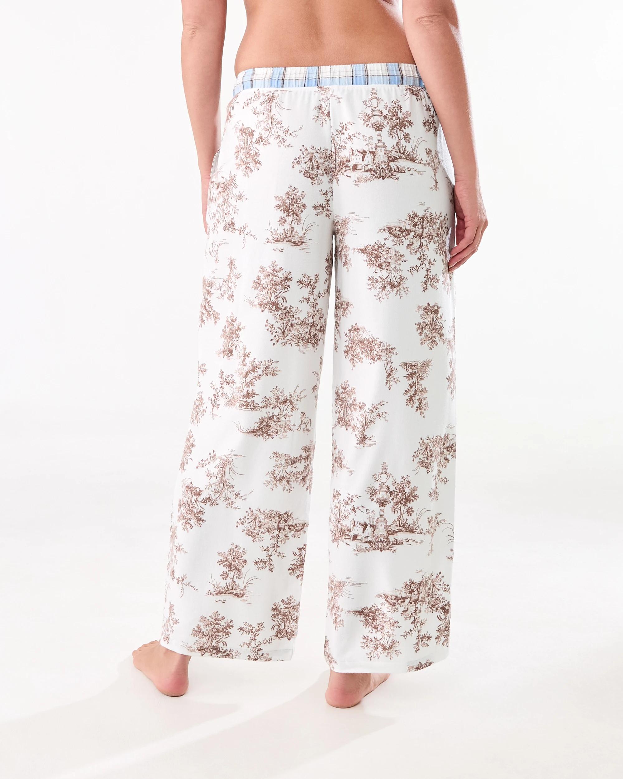 3 Boyfriend Contrast Waistband Flannel Pants Toile, 3 of 5