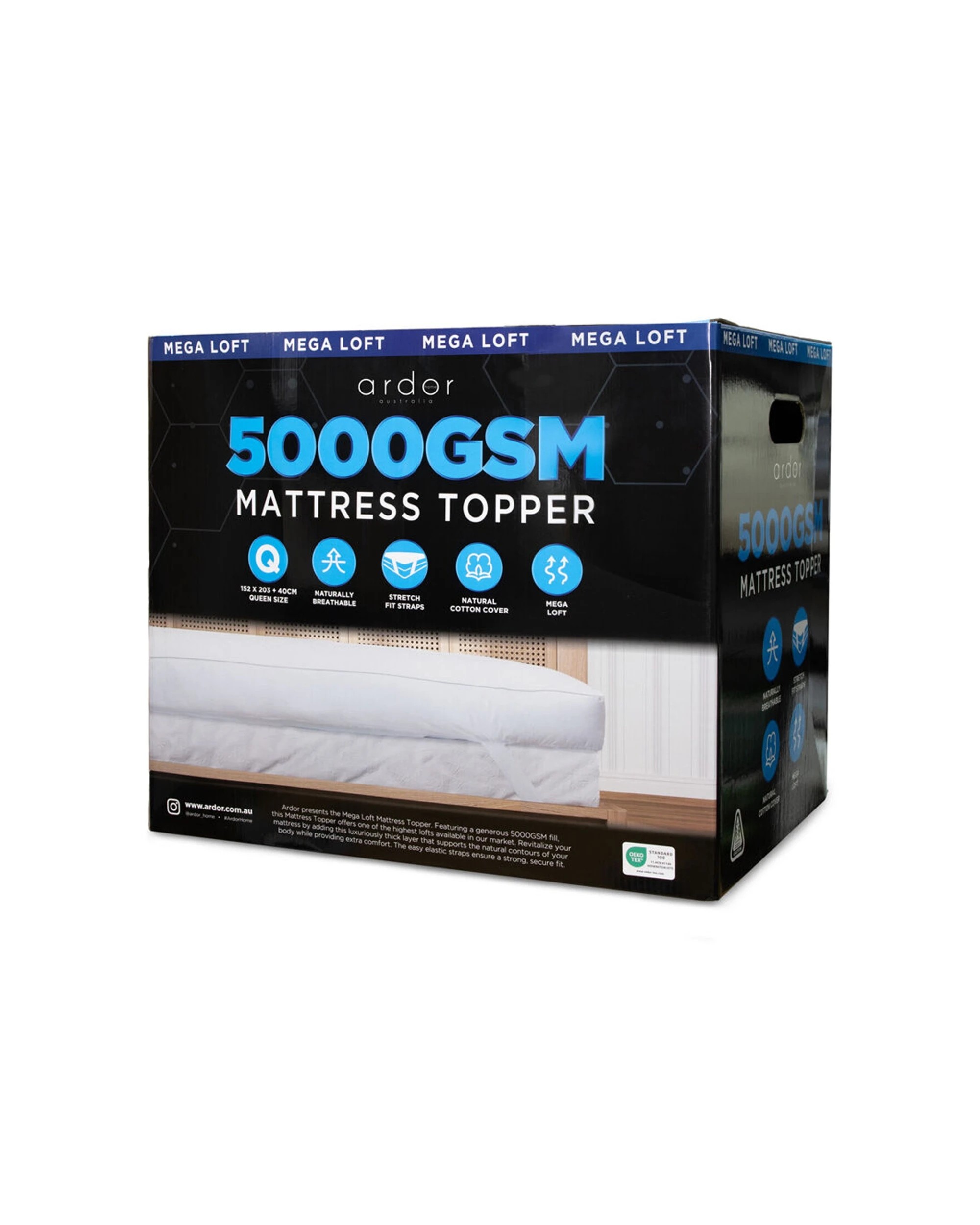 2 Ardor Single 5000GSM Ball Fibre Mega Loft Mattress Topper - White, 2 of 5