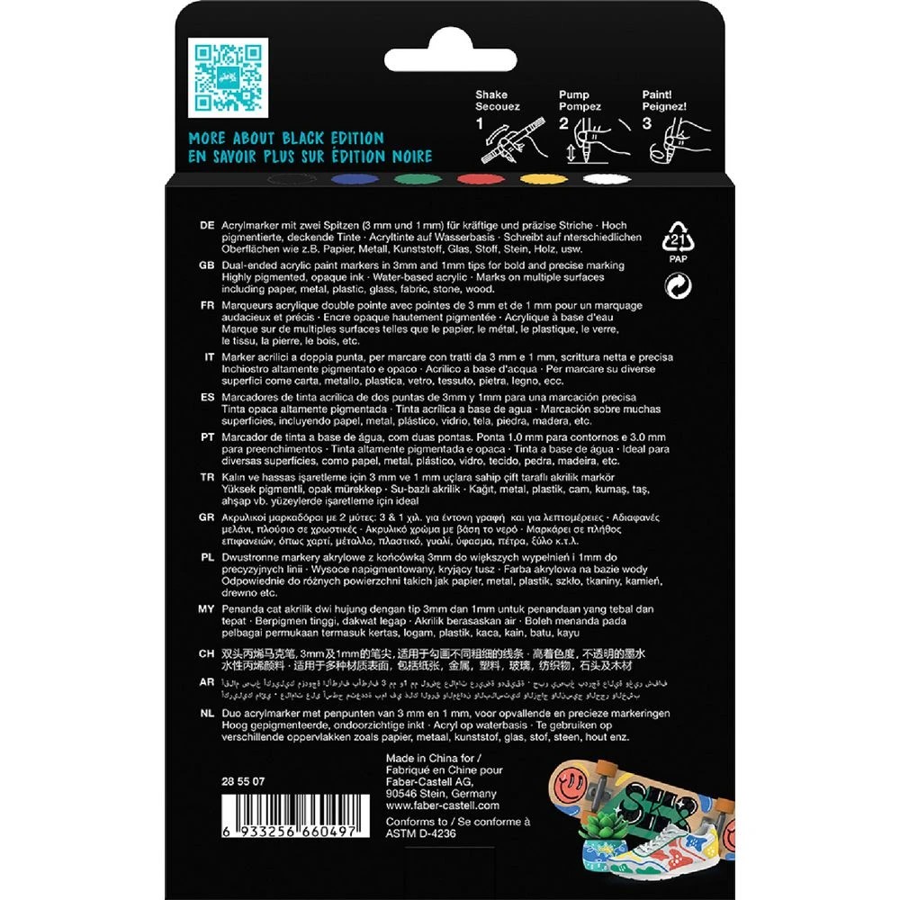 4 Faber-Castell Black Ed Acrylic Shake/Paint Markers Classic 6P, 4 of 4