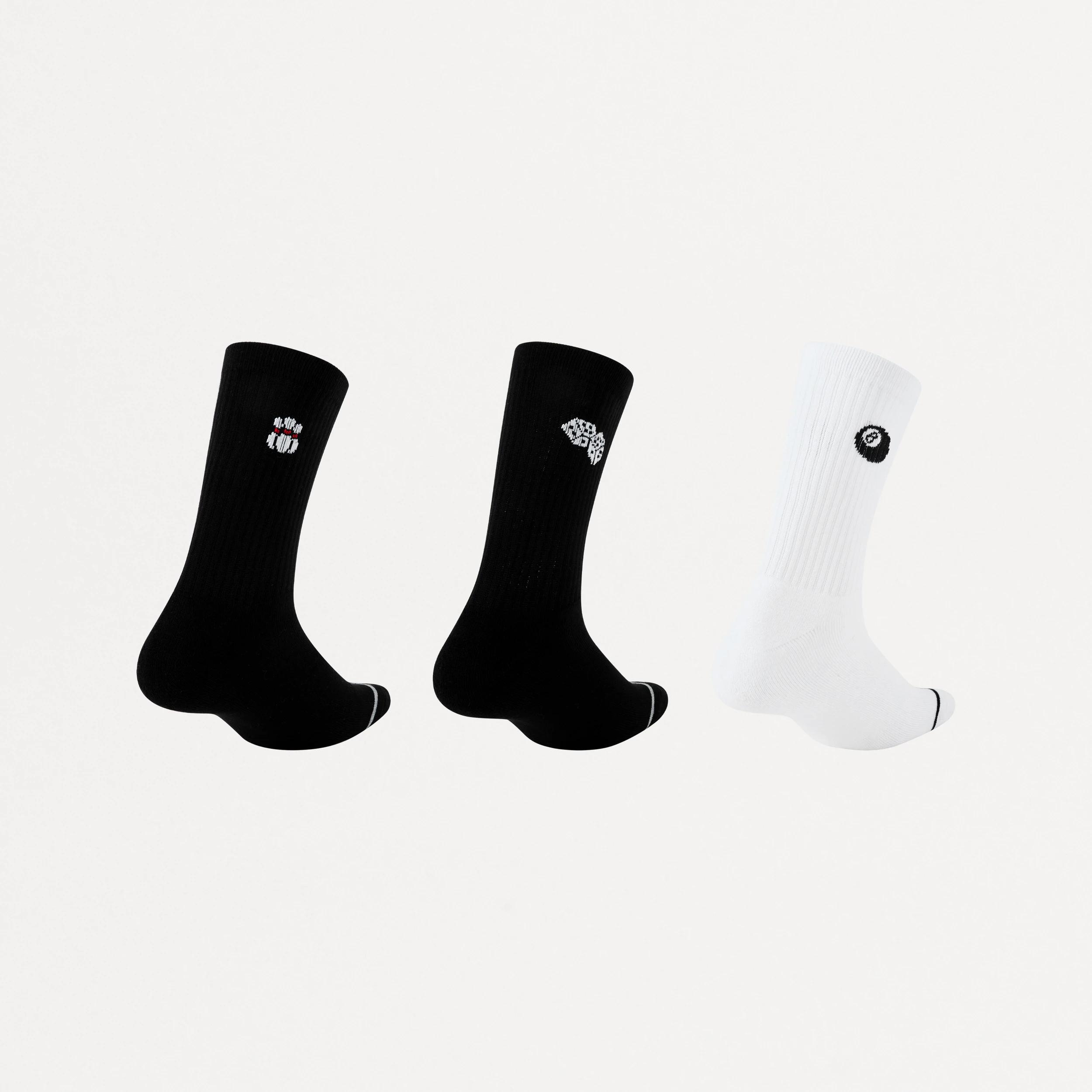 2 3 Pack Ribbed Crew Socks Multi Ball, 2 of 4