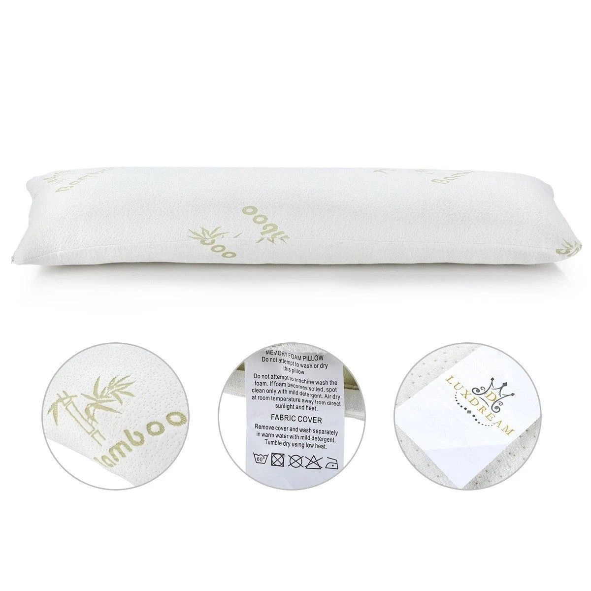 4 LUXDREAM Shredded Memory Foam Pillow For Body with Bamboo Cover, 4 of 5