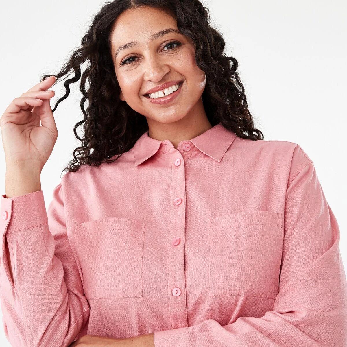 4 Long Sleeve Linen Blend Shirt Pink Wash, 4 of 7