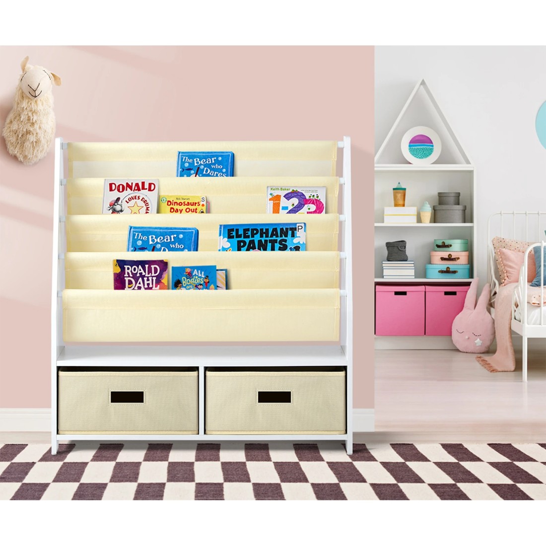 3 Oikiture Kids Bookshelf Bookcase Children Toys Storage Shelf Rack Diy Organiser
 - Multi, 3 of 10