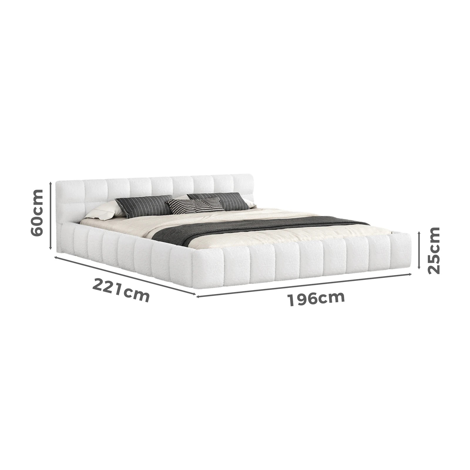 7 Alfordson Bed Frame King Size Tufted Headboard Foundation Boucle Talmon - White, 7 of 10