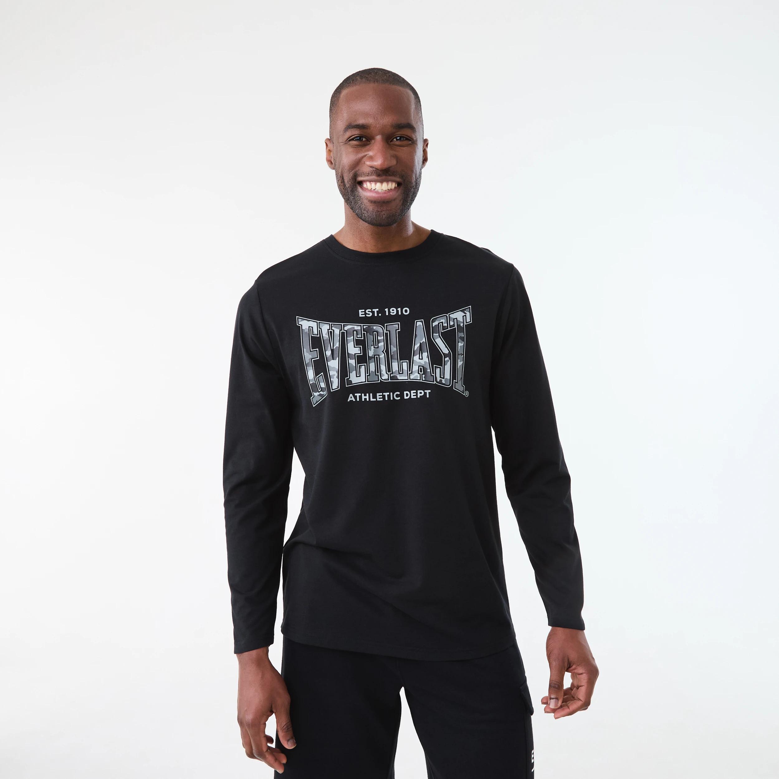 1 Everlast Mens Relaxed Printed Long Sleeve T-shirt EVERLAST BLACK, 1 of 6