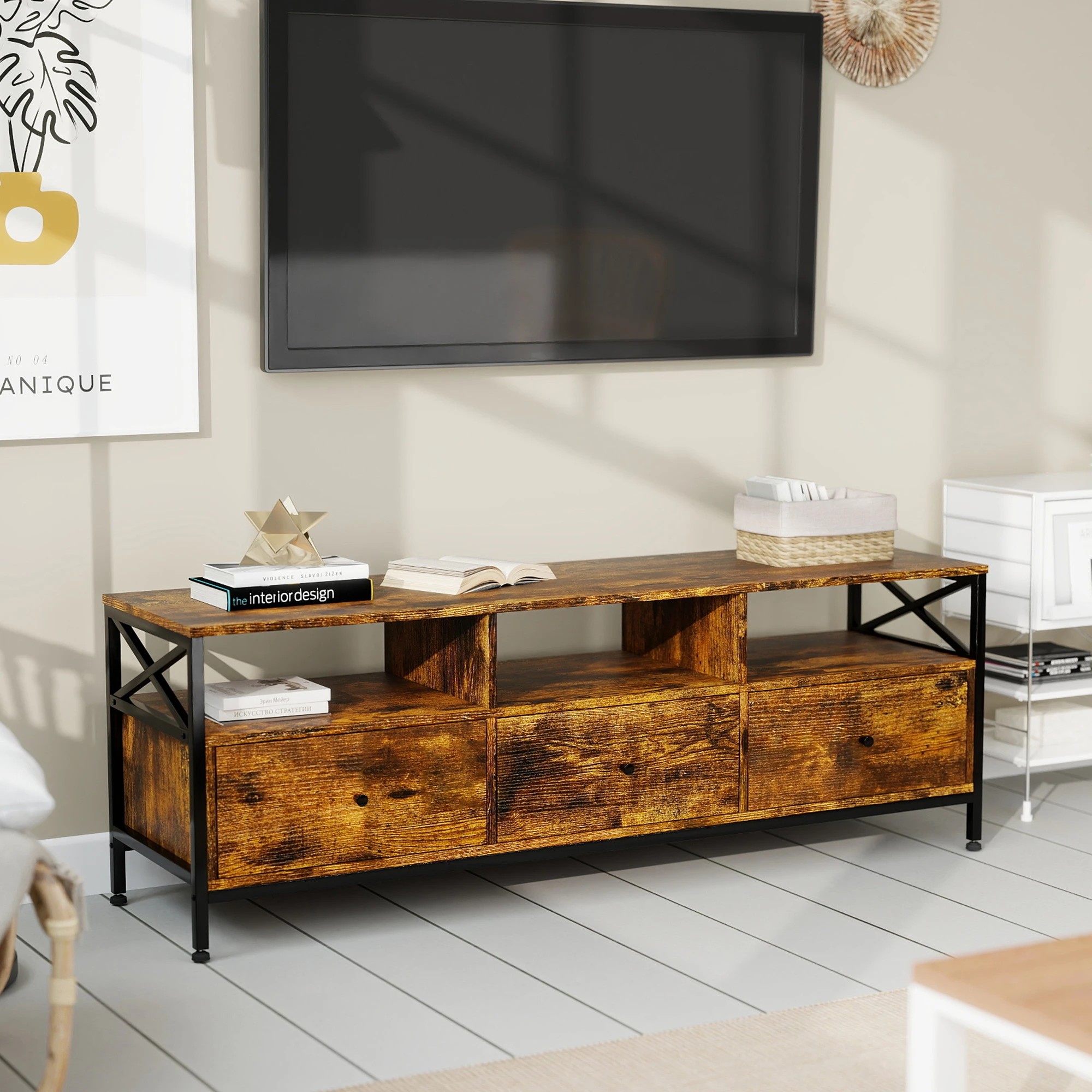 7 Levede Wooden TV Stand 3 Drawers 147cm - Brown, 7 of 10