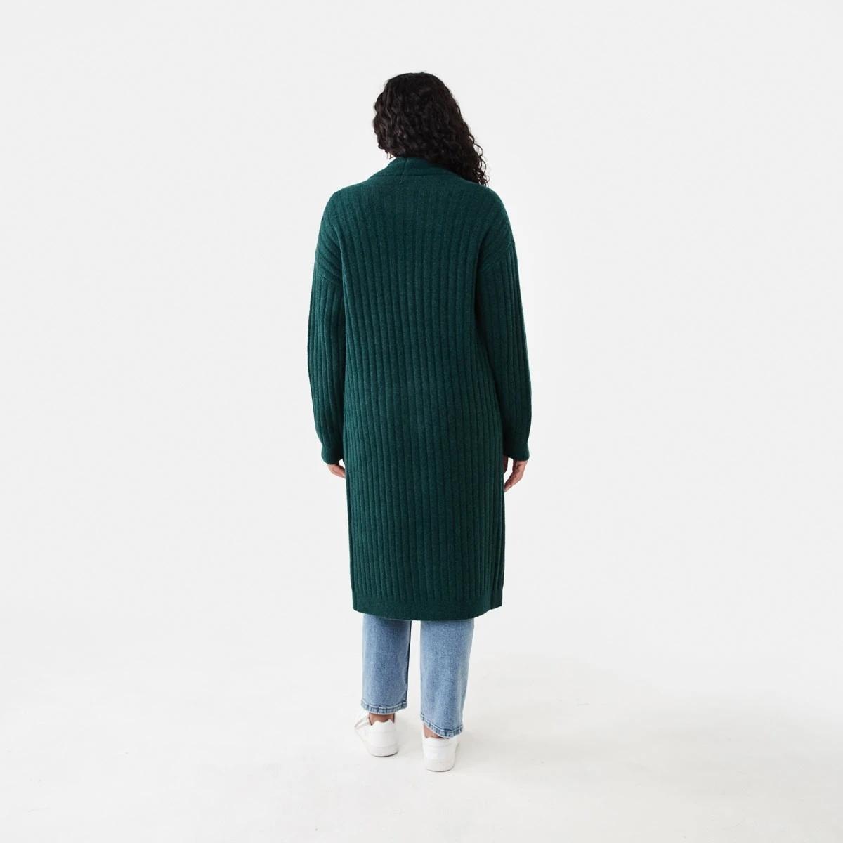 3 Longline Rib Cardigan Green Marl, 3 of 6