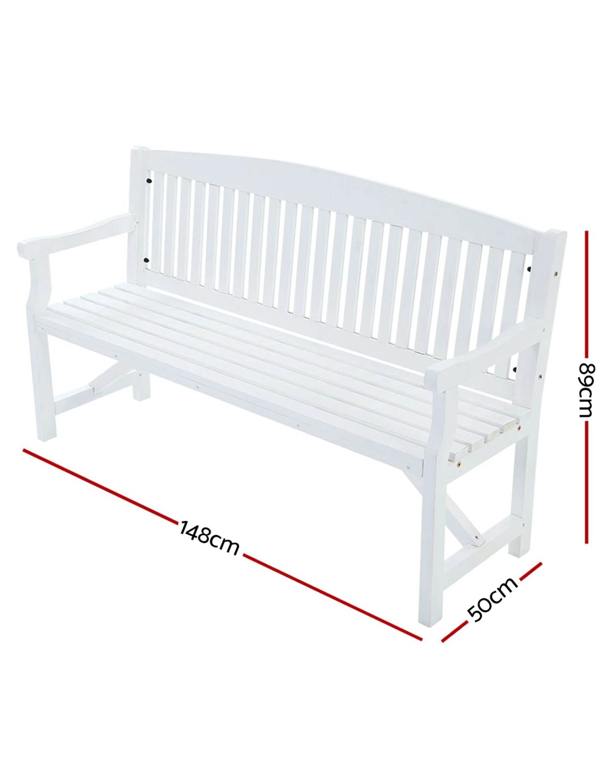 2 Gardeon 5ft Wooden Garden Bench Three Seat Chair Weather Resistant Fir Wood Sturdy Durable Classic Patio Seating - white, 2 of 7