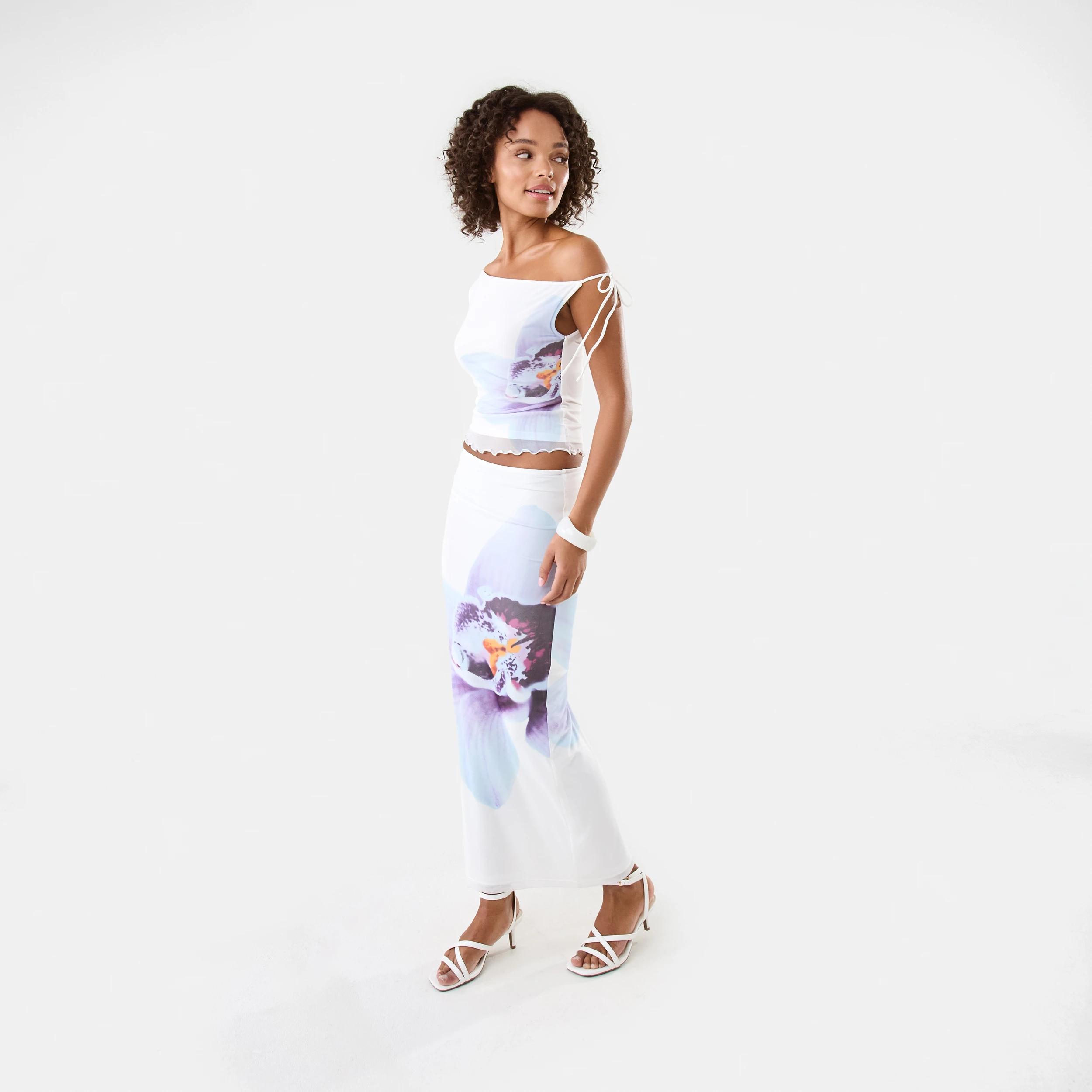 5 Print Off Shoulder Mesh Top Wht Orchid, 5 of 9