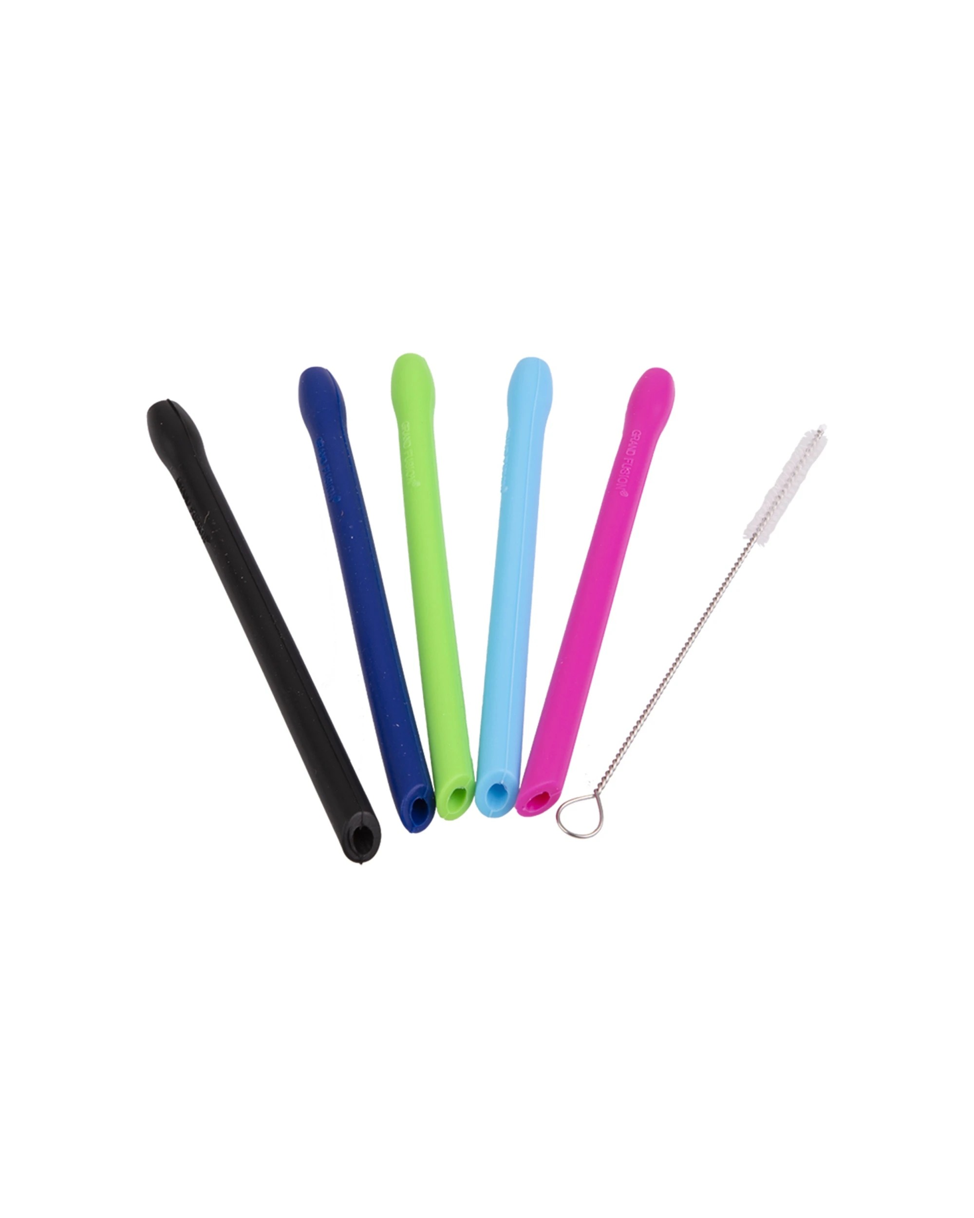 1 Appetito 5pc Silicone Cocktail Straws with Brush - Multi, 1 of 4