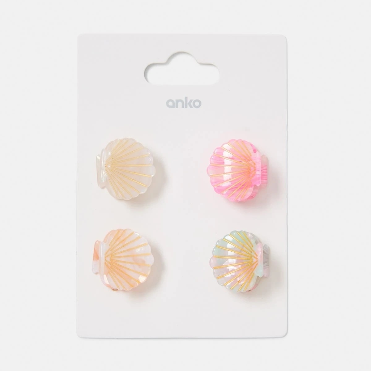 4 4 Pack Pink Mini Shell Claw Hair Clips, 4 of 4