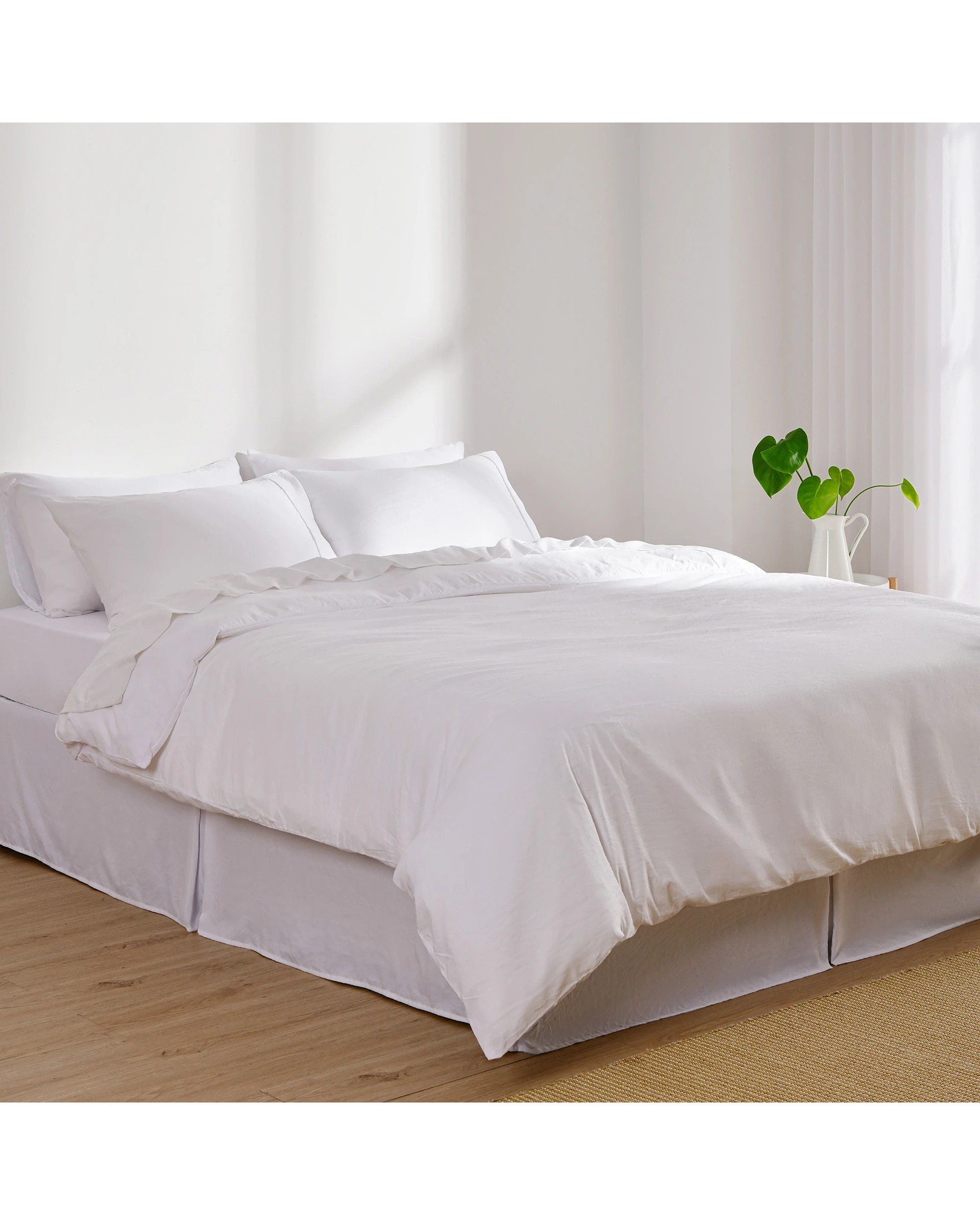 8 Dreamaker Superfine Washed Microfibre Pleated Valance - King Bed - White, 8 of 9